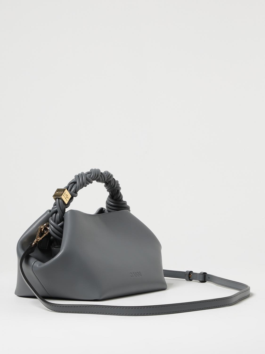 GANNI BORSA A MANO: Borsa Bou Ganni in pelle sintetica riciclata, Grigio - Img 2
