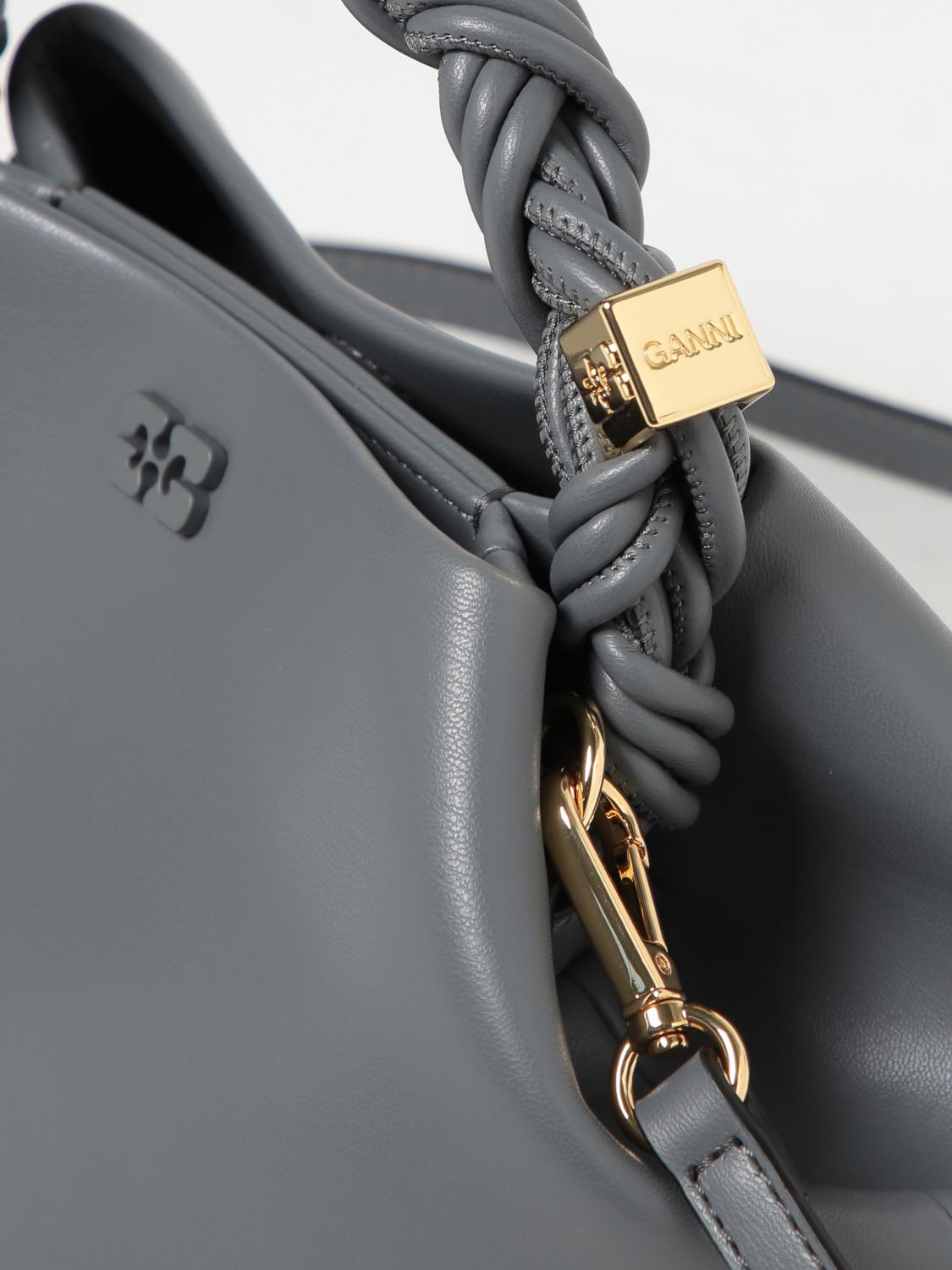 GANNI BORSA A MANO: Borsa Bou Ganni in pelle sintetica riciclata, Grigio - Img 3