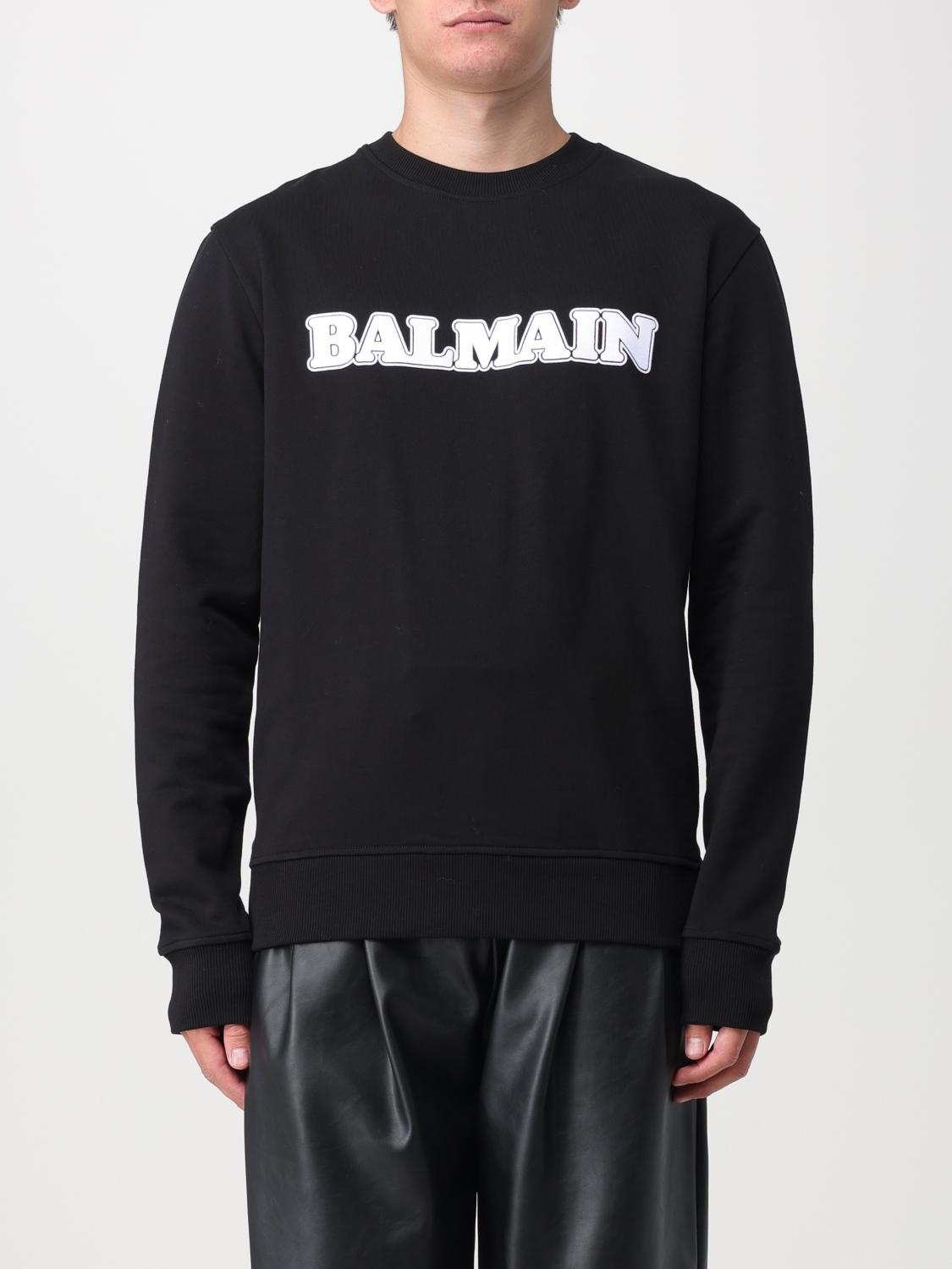 BALMAIN: Jumper men Black Balmain sweatshirt BH0JQ040BC53