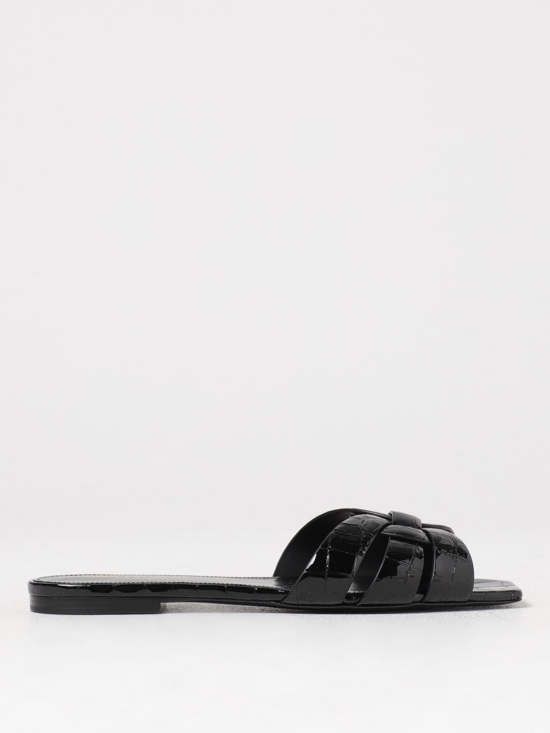 Saint Laurent Nu Pieds Tribute slides in crocodile print leather