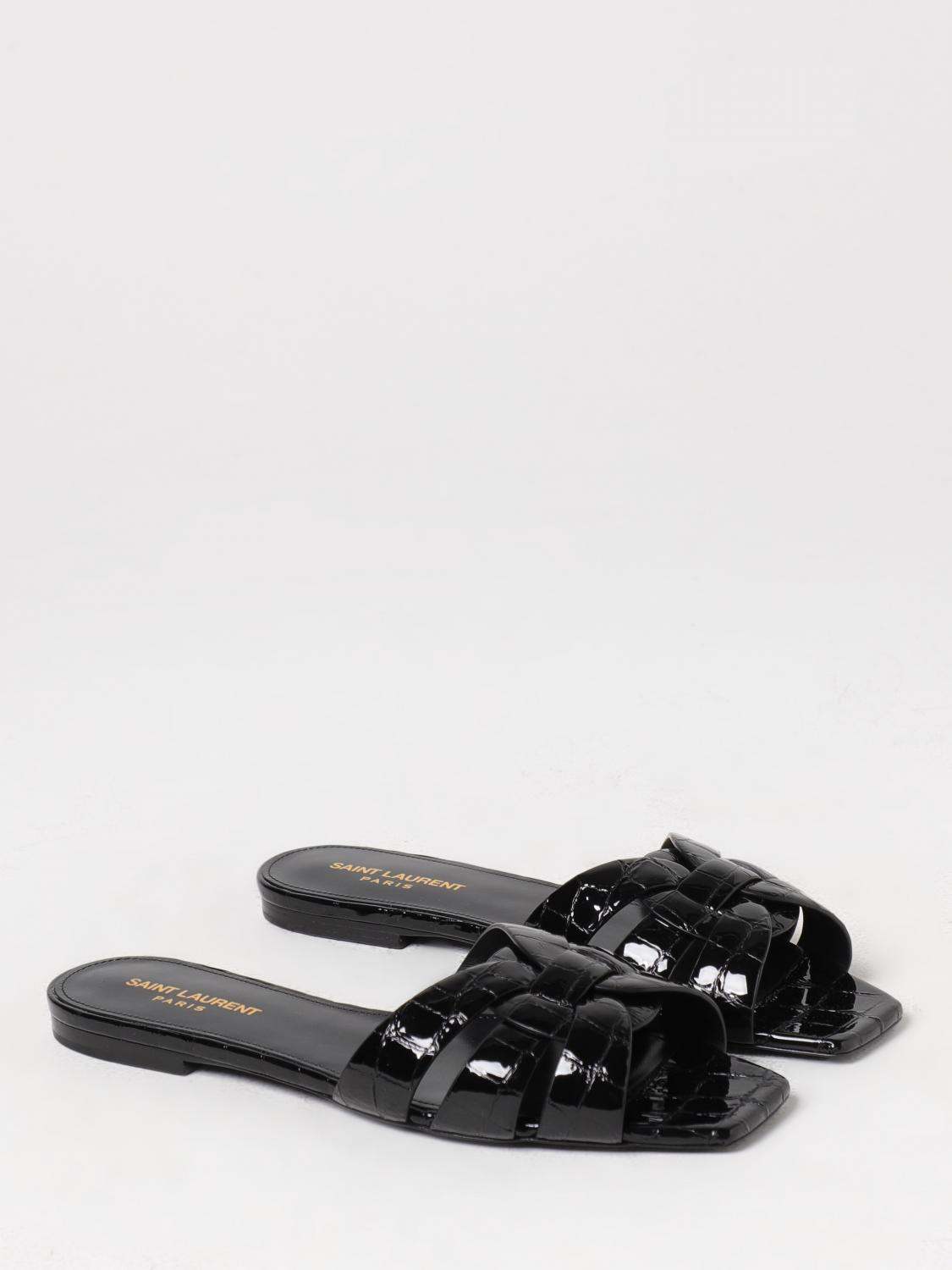 Saint Laurent Nu Pieds Tribute slides in crocodile print leather
