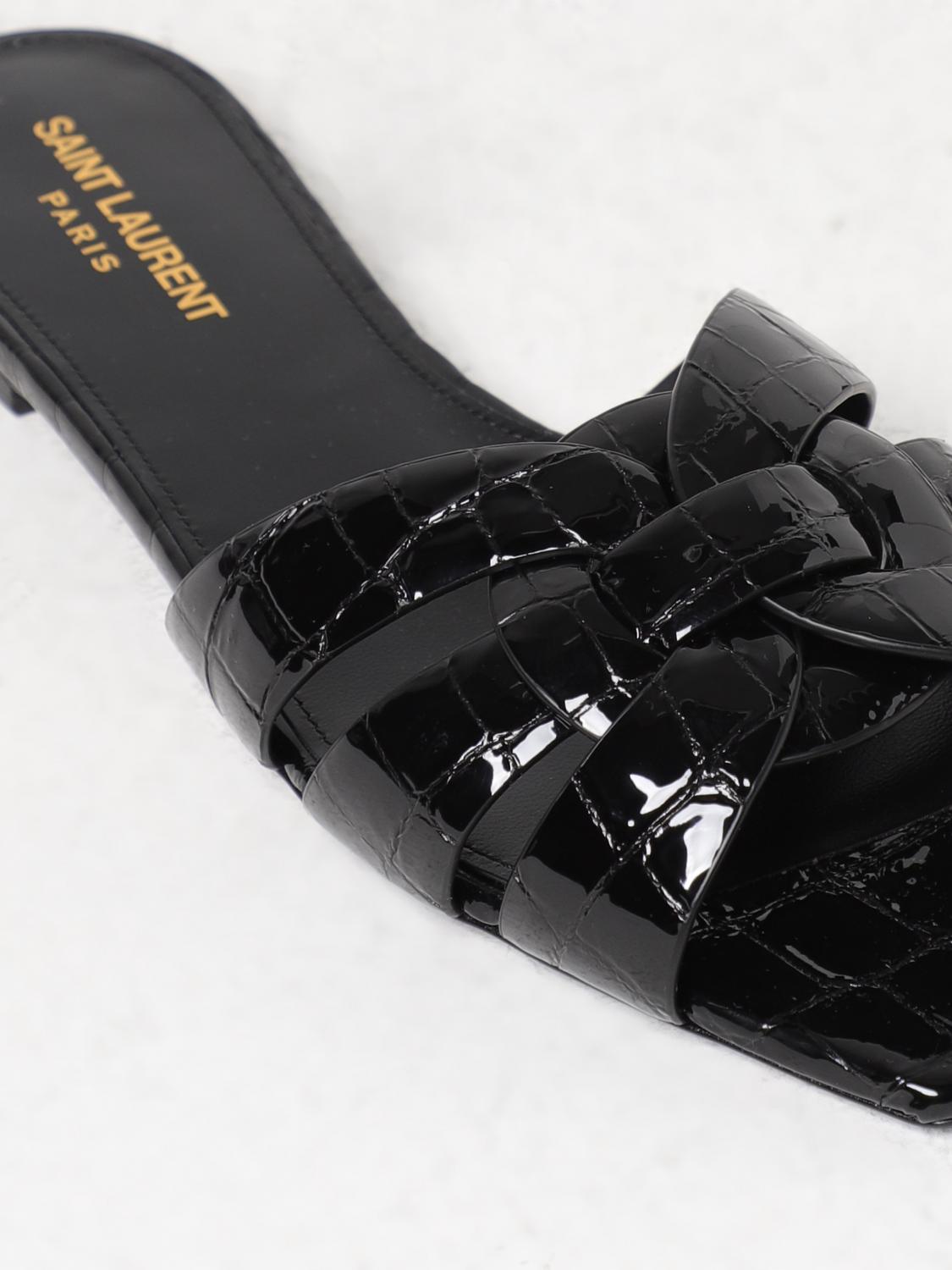 Saint Laurent Nu Pieds Tribute slides in crocodile print leather