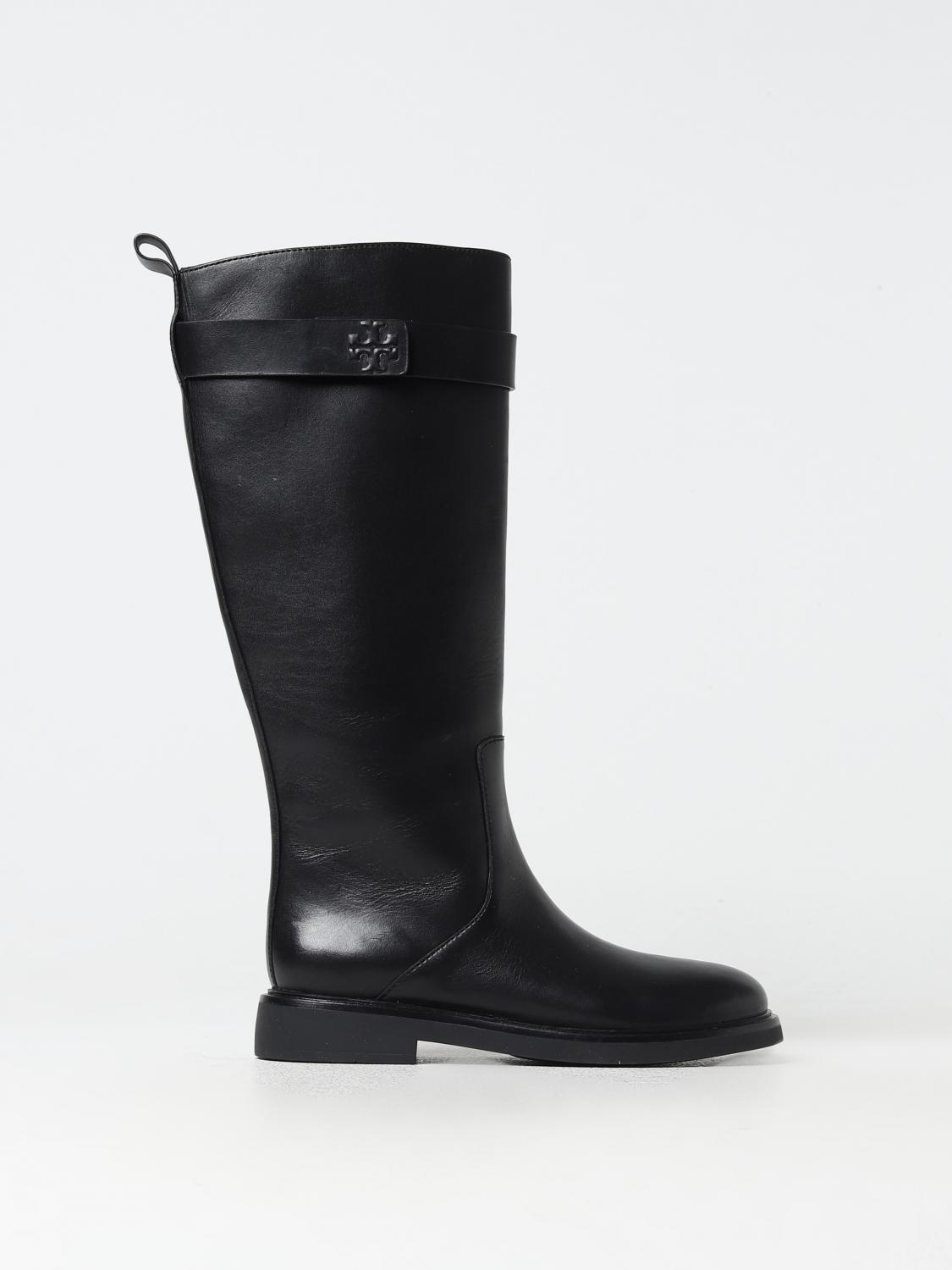 TORY BURCH BOOTS: Tory Burch leather boots with zip, Black - Img 1