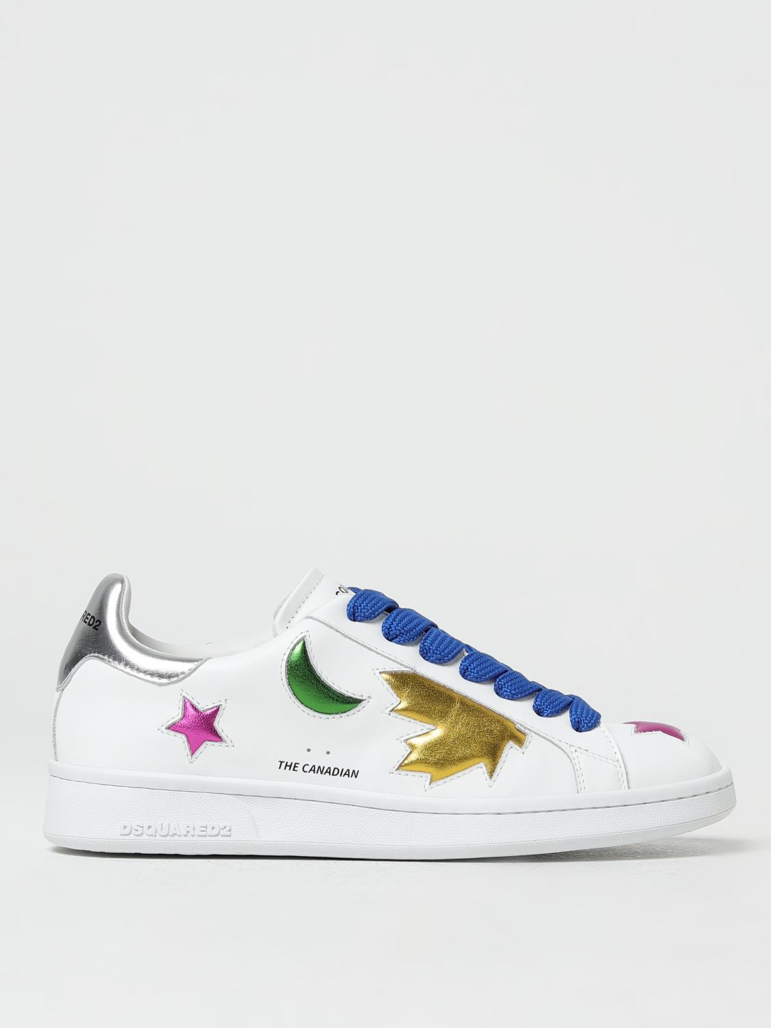 DSQUARED2 SNEAKERS: Dsquared2 leather sneakers, White - Img 1