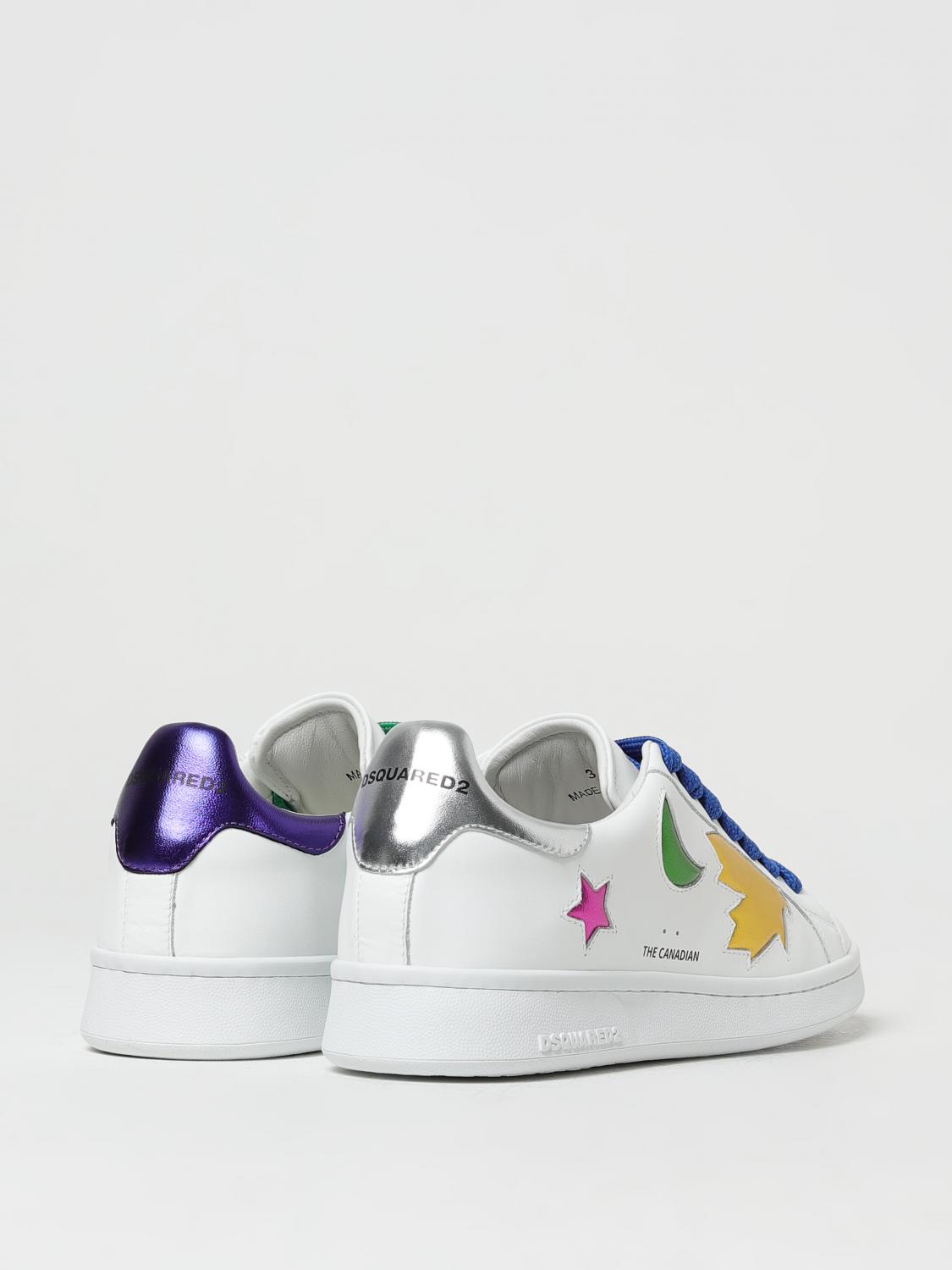 DSQUARED2 SNEAKERS: Dsquared2 leather sneakers, White - Img 3