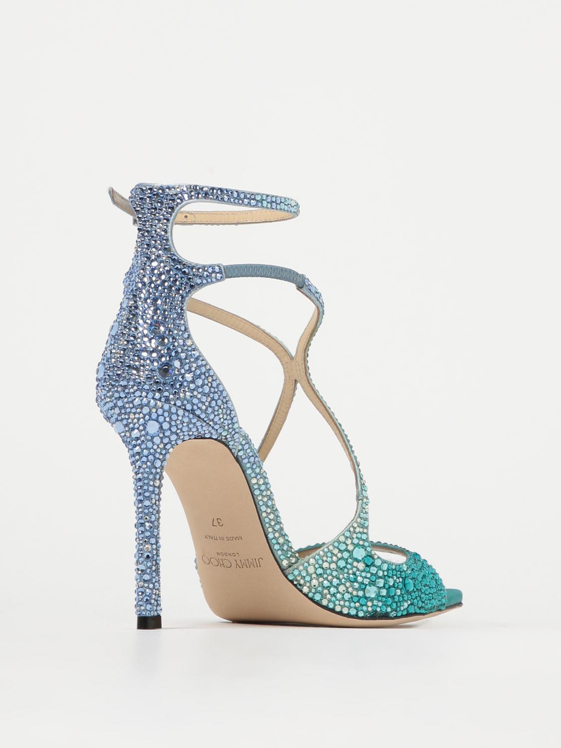 Jimmy Choo Azia sandals in fabric with rhinestones - Blue | AZIA
