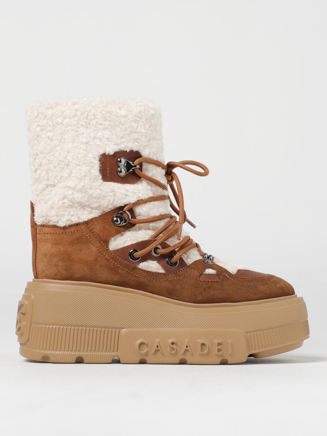 CASADEI: Boots woman Brown Casadei flat ankle boot