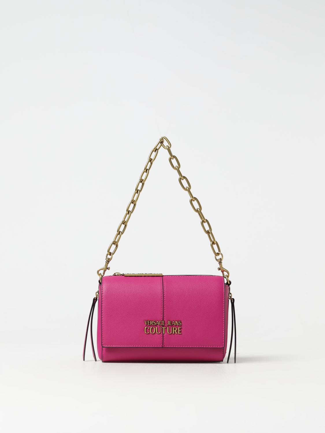 VERSACE JEANS COUTURE BORSA A TRACOLLA: Borsa Versace Jeans Couture in pelle sintetica martellata, Orchidea - Img 1