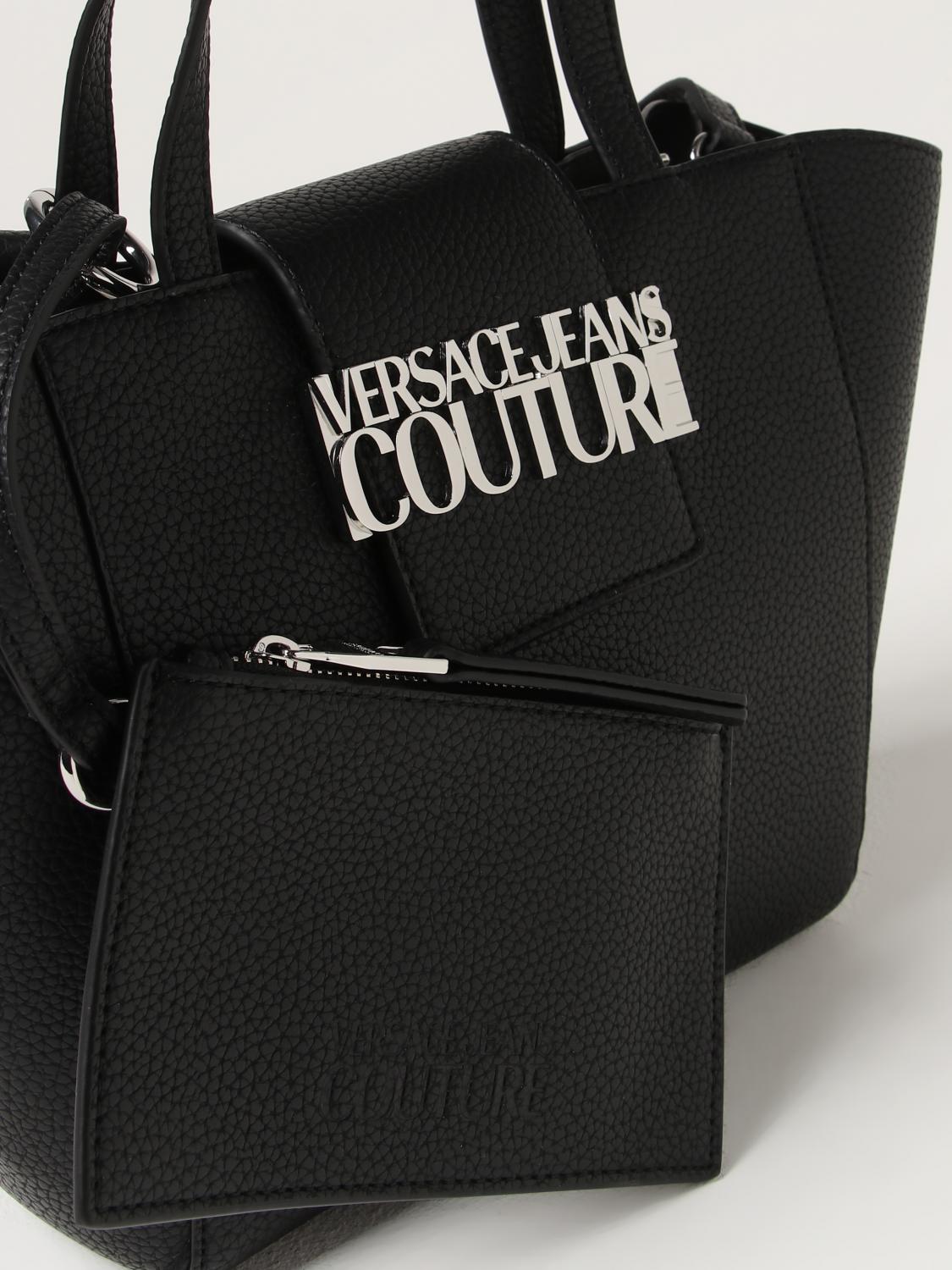 VERSACE JEANS COUTURE BORSA A MANO: Borsa Versace Jeans Couture in pelle sintetica a grana, Nero - Img 3