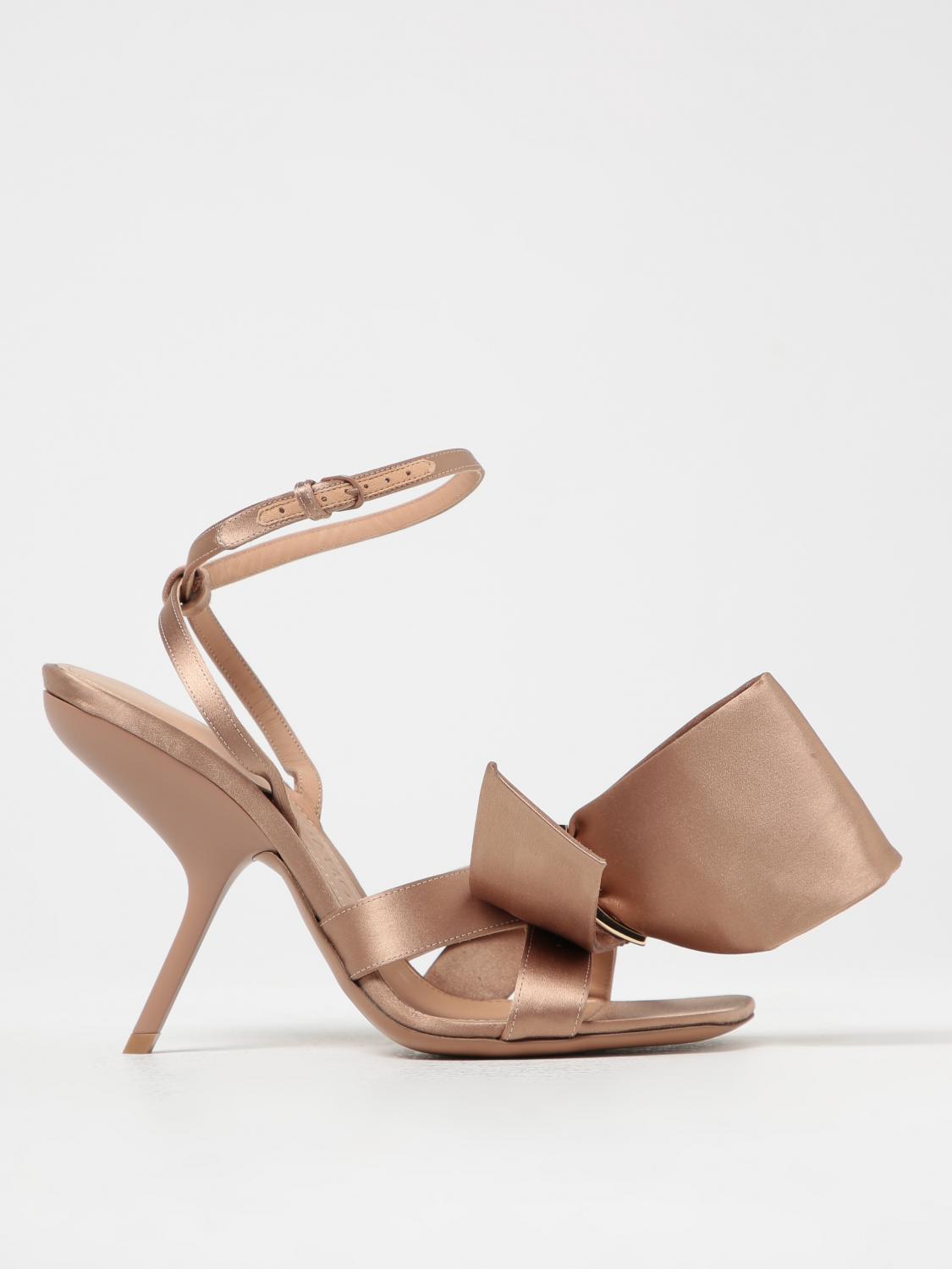 Ferragamo Helena sandals in satin with bow - Blush Pink | 01F808