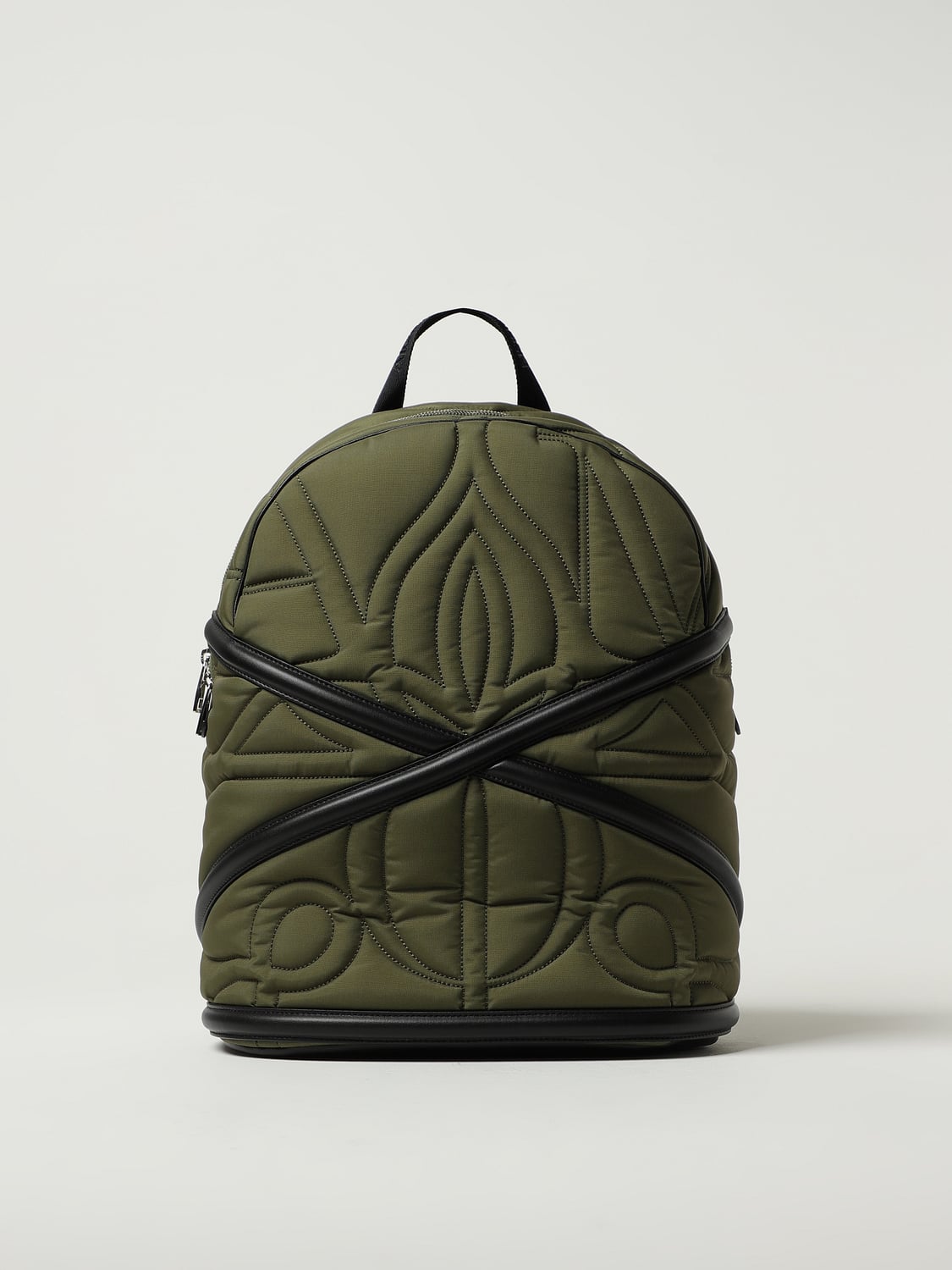 MCQUEEN BACKPACK: McQueen backpack in quilted nylon, Green - Img 1