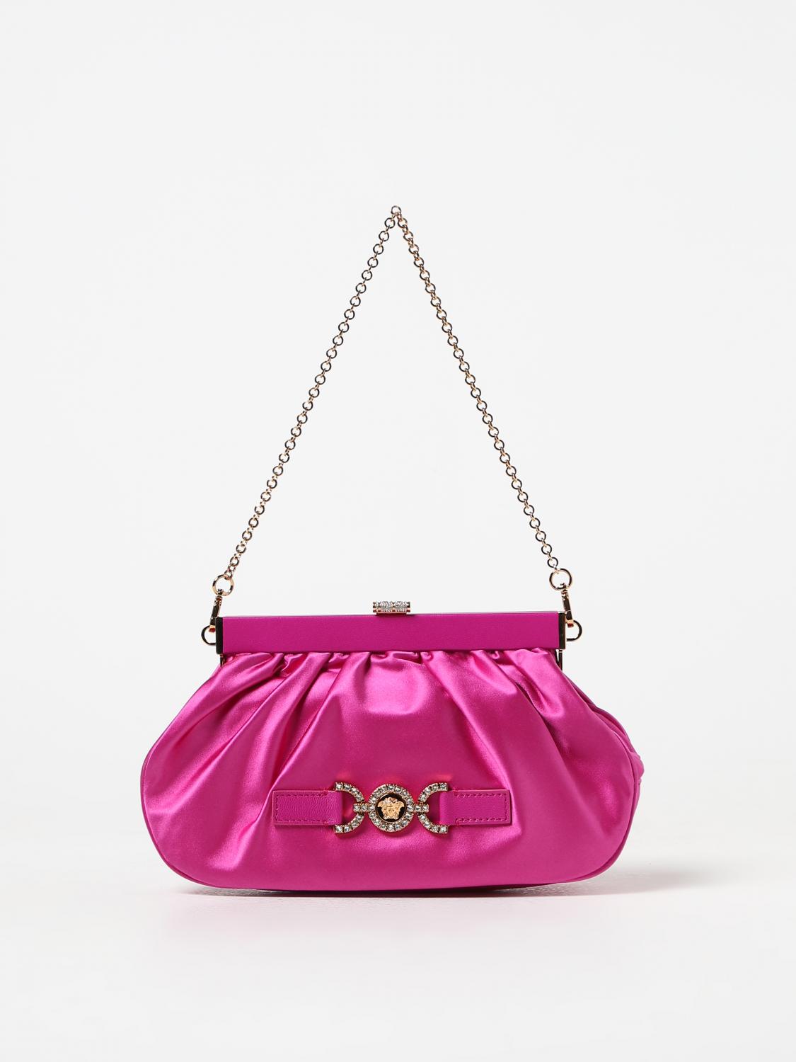 VERSACE CLUTCH: Clutch Versace in raso di viscosa e seta, Fuxia - Img 1