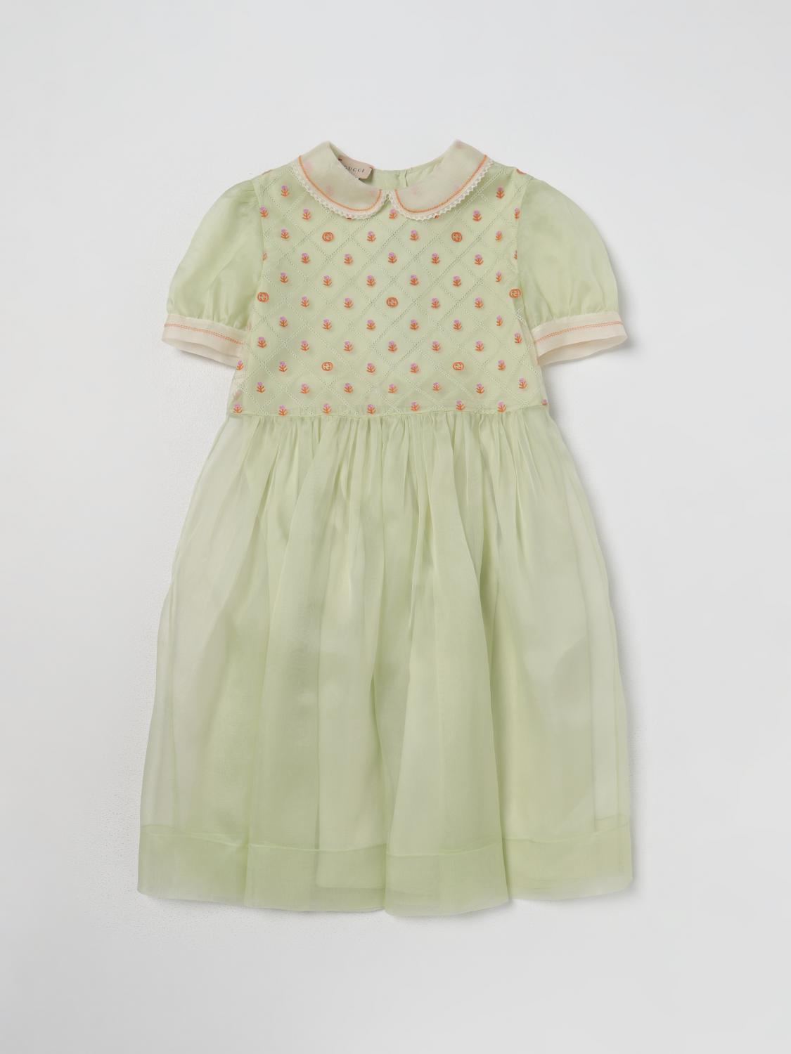 Gucci children's dress in silk organza - Green | 741192ZANO4 | GIGLIO.COM