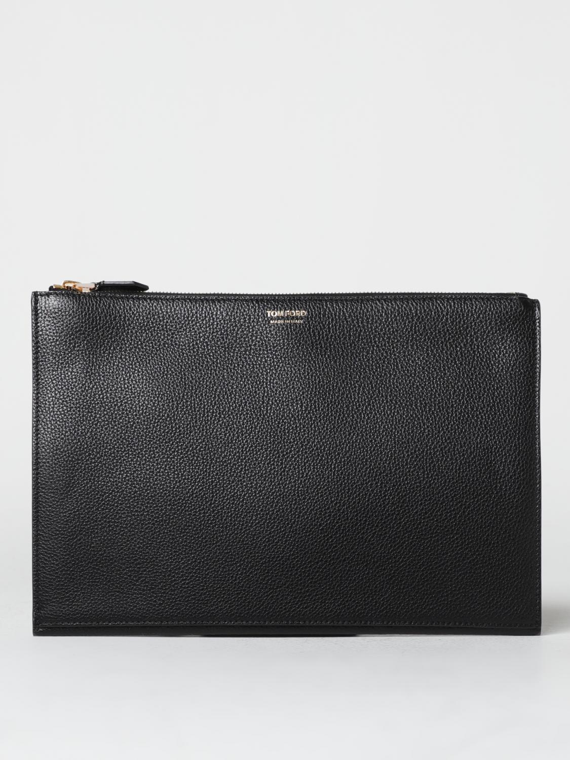 TOM FORD BRIEFCASE: Tom Ford clutch in grained leather, Black - Img 1