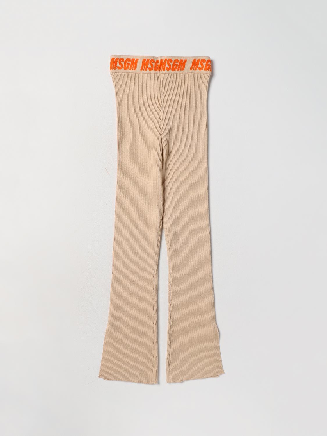 MSGM KIDS PANTALONI: Pantalone MSGM Kids in maglia a coste , Biscotto - Img 2