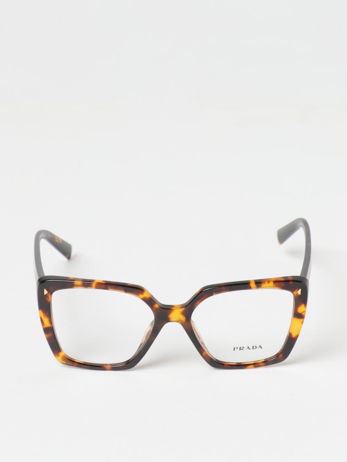 PRADA OPTICAL FRAMES: Prada acetate and metal eyeglasses, Brown - Img 2