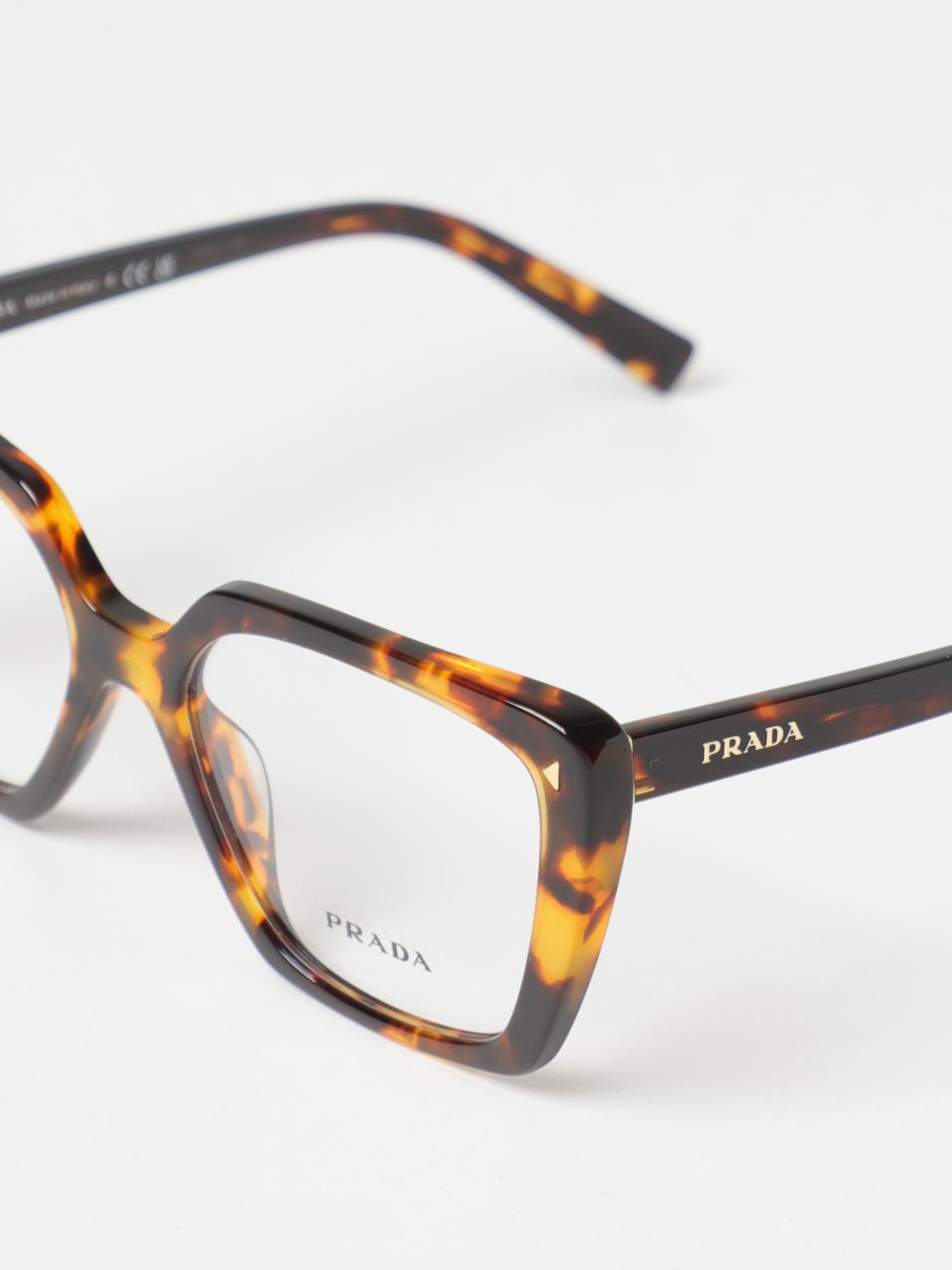 PRADA OPTICAL FRAMES: Prada acetate and metal eyeglasses, Brown - Img 4