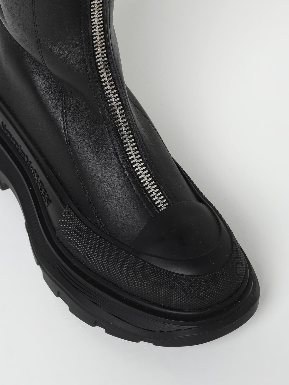 MCQUEEN BOOTS: Alexander Tread Slick McQueen leather boots with zip, Black - Img 4