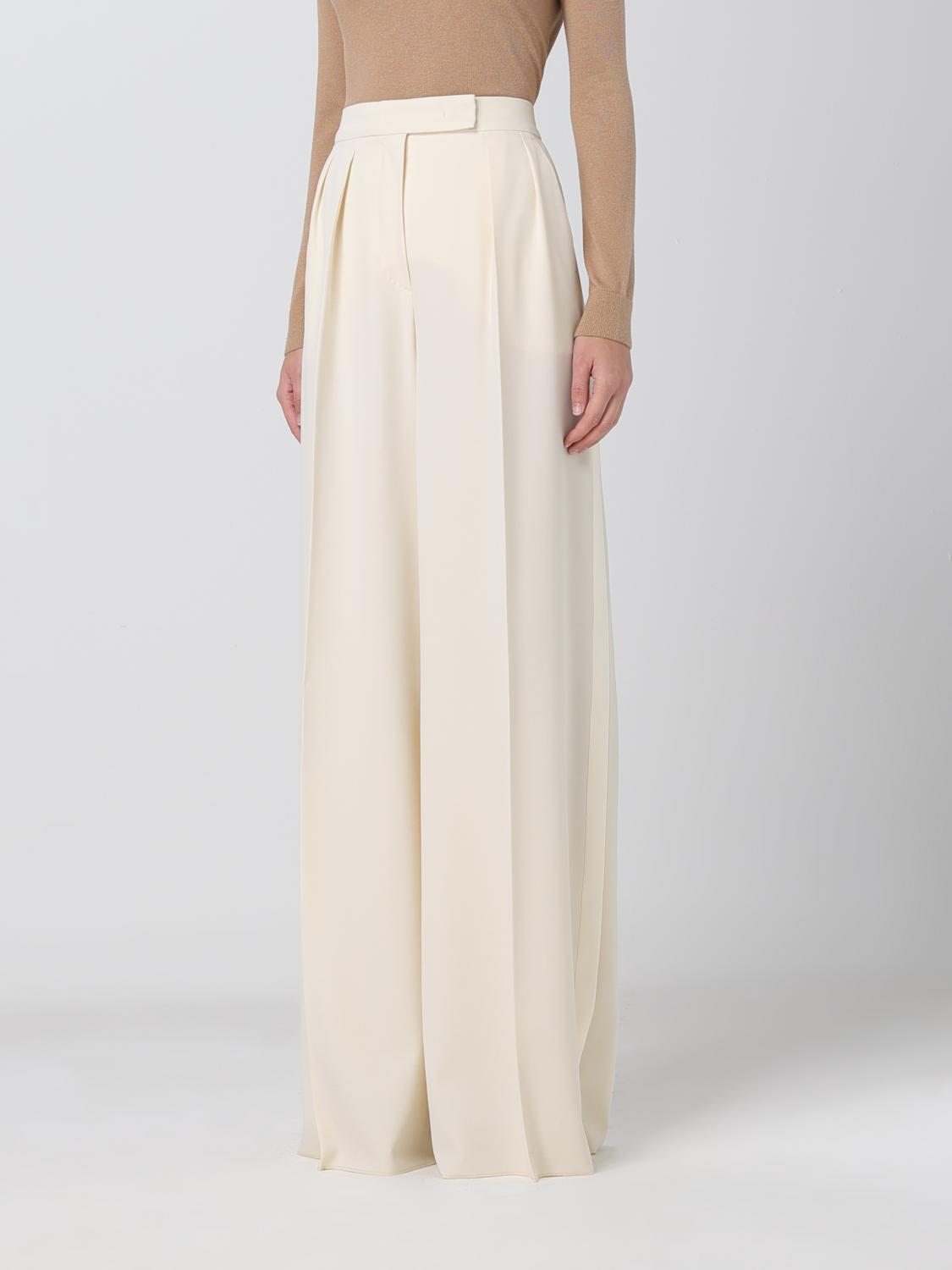 Max Mara Outlet: wide wool pants - Ivory | Max Mara pants