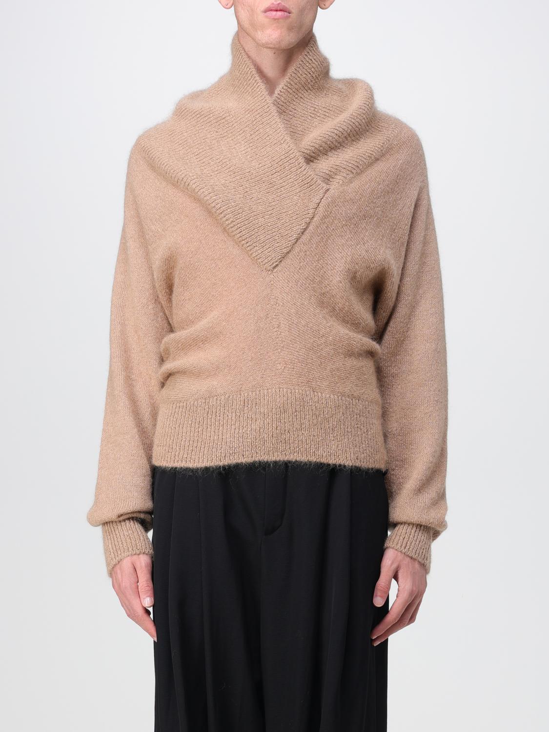 SAINT LAURENT: Maglione in misto lana mohair Marrone Maglia