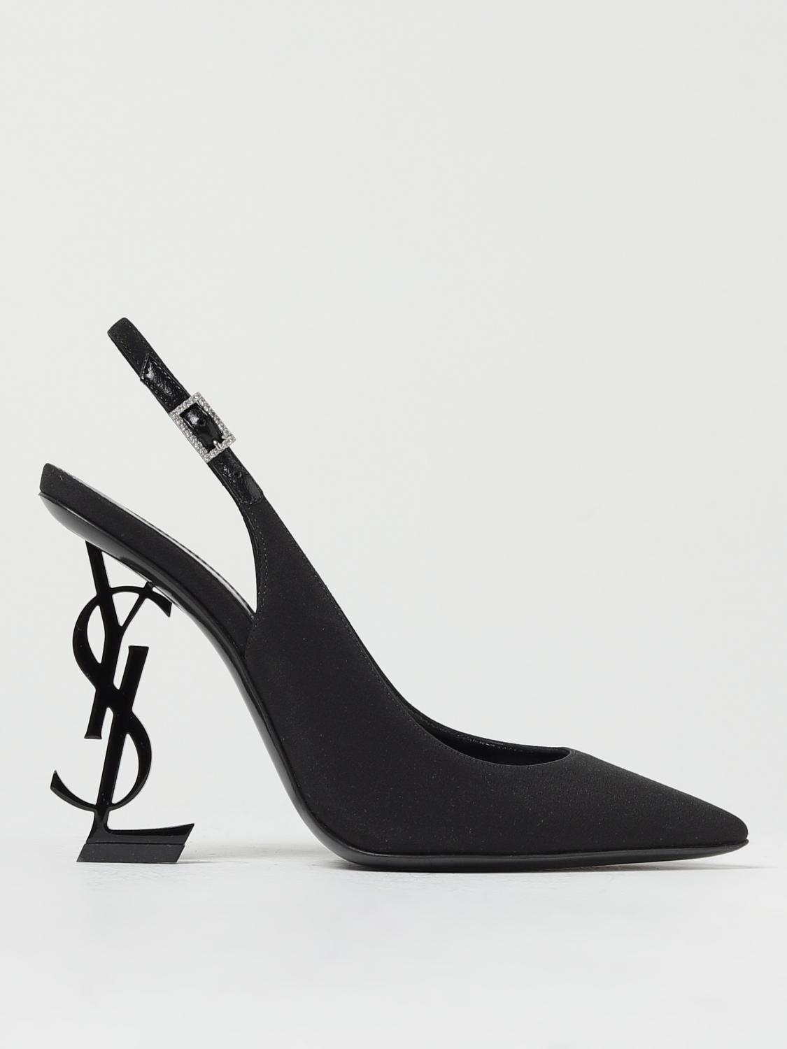 Saint Laurent Opyum slingbacks in crêpe de chine - Black