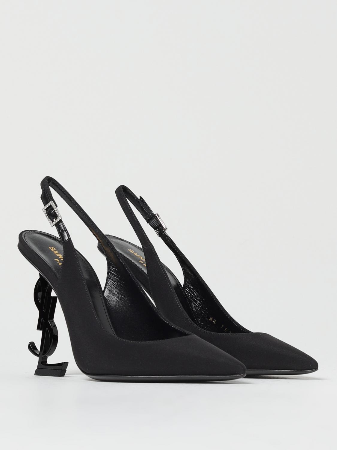 Saint Laurent Opyum slingbacks in crêpe de chine - Black