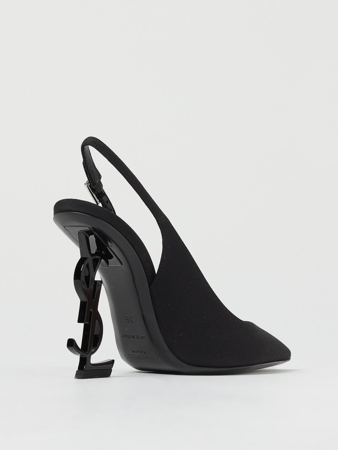 Saint Laurent Opyum slingbacks in crêpe de chine - Black
