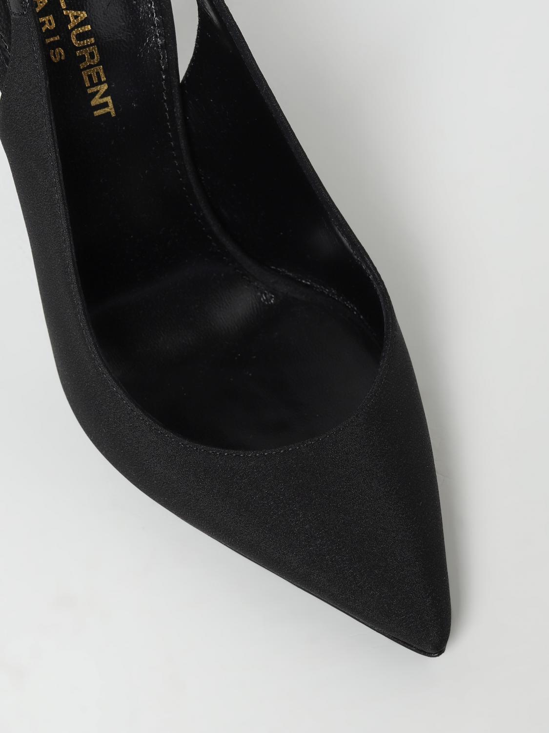 Saint Laurent Opyum slingbacks in crêpe de chine - Black
