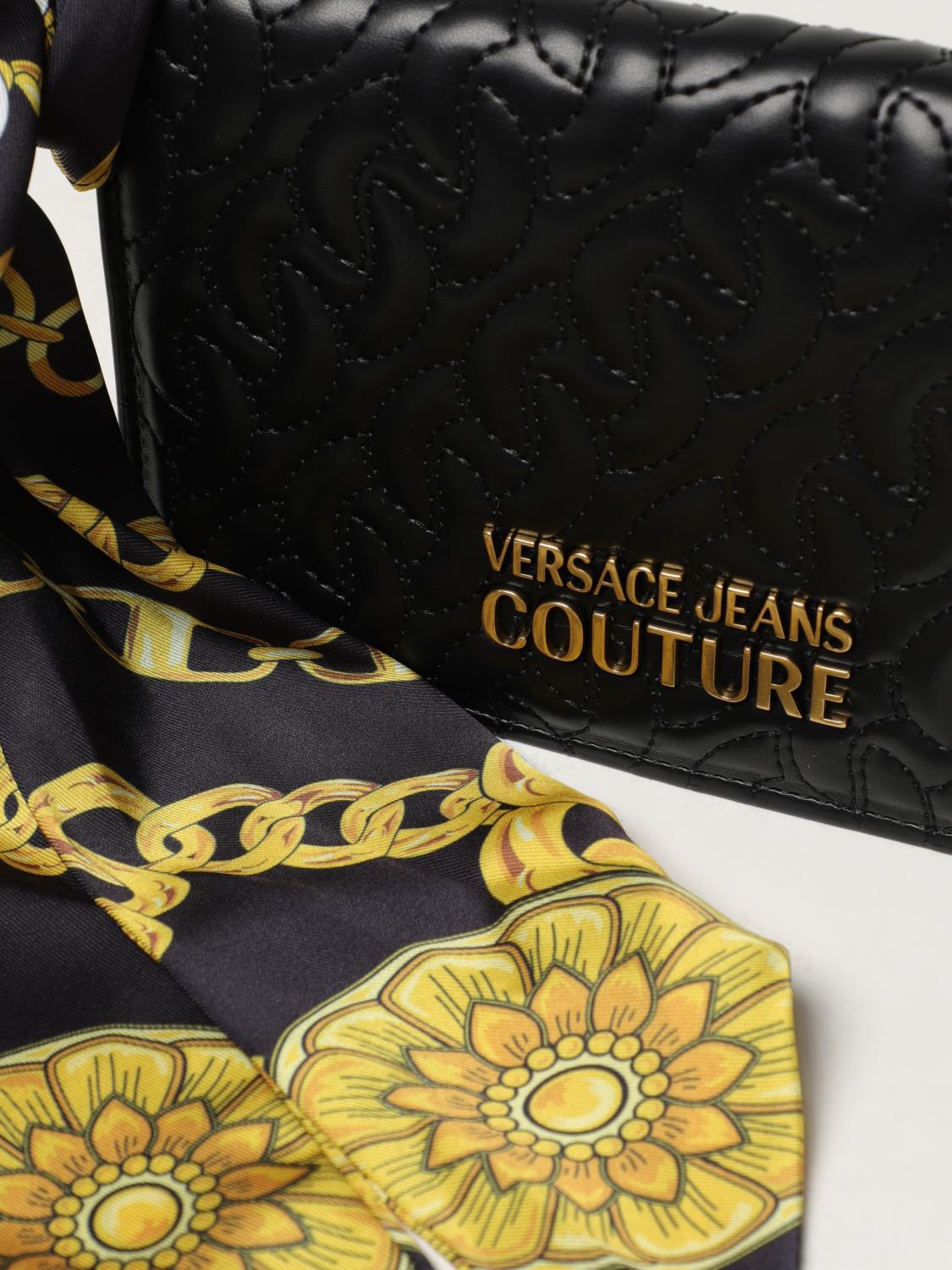 VERSACE JEANS COUTURE MINI BAG: Versace Jeans Couture wallet bag in quilted synthetic leather, Black - Img 3
