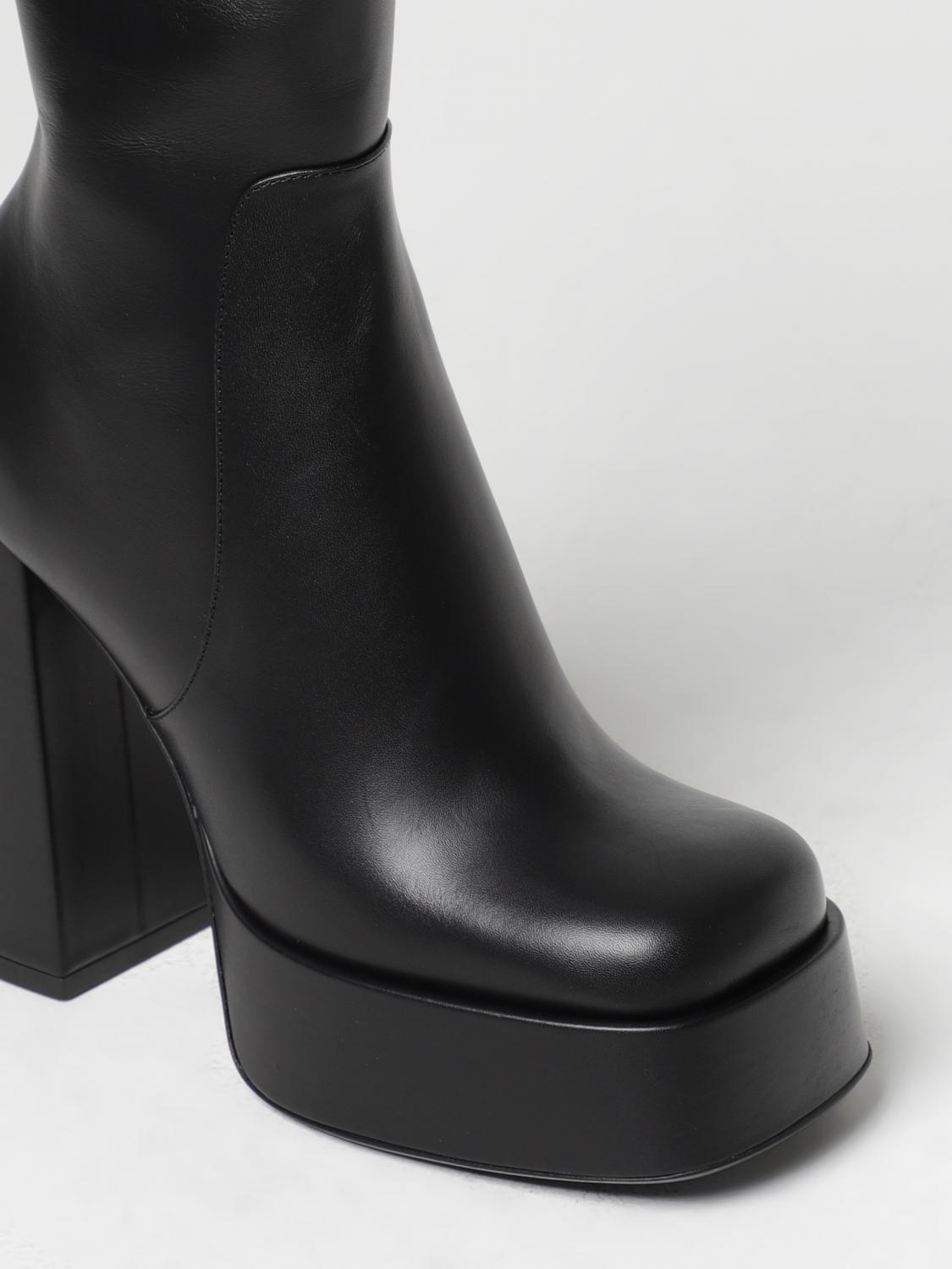 ミドルブーツ VERSACE Women Boots 1012580 DVT2P 1B00V VERSACE: leather boots with platform - Black | Versace boots