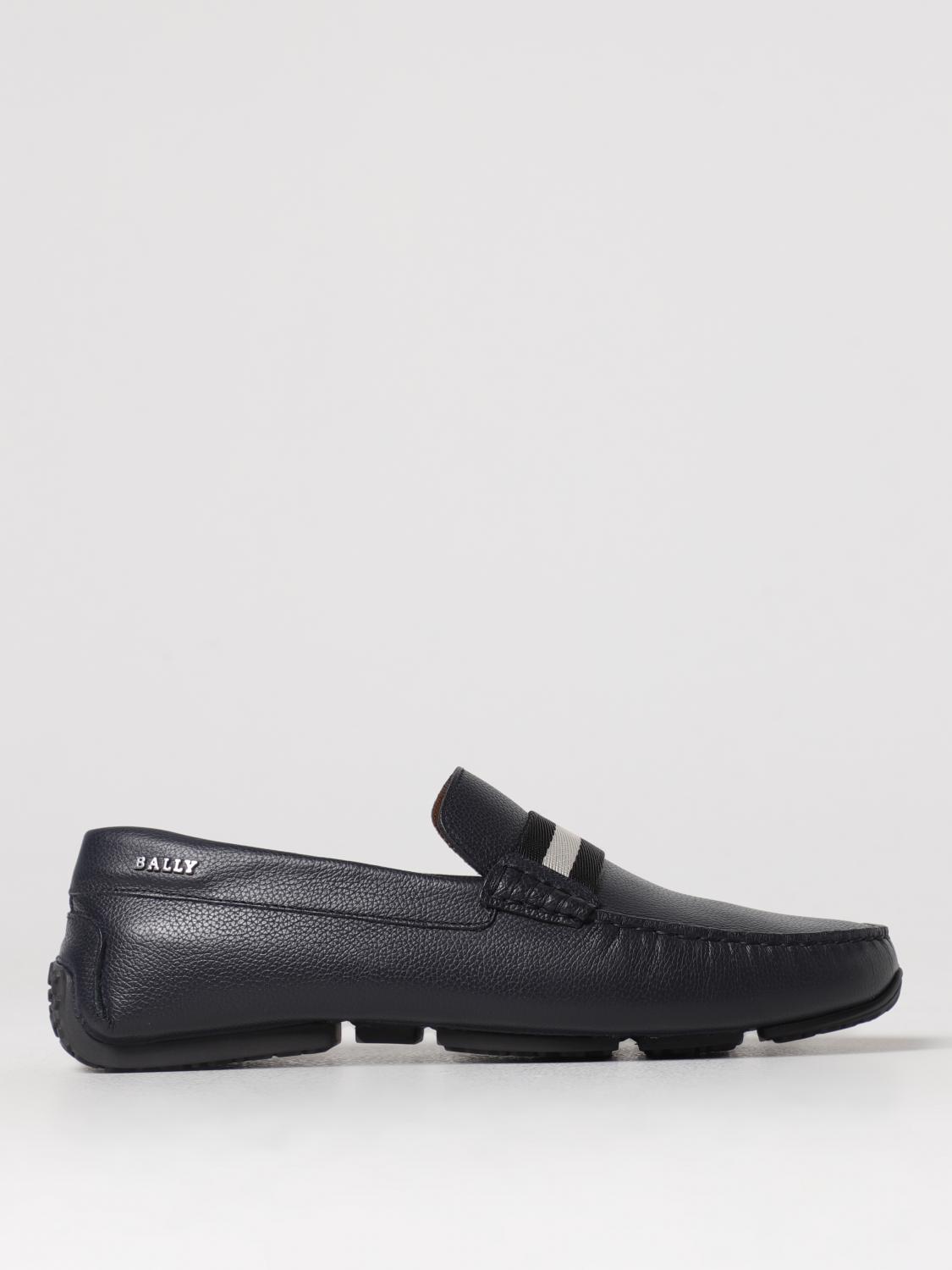 BALLY LOAFERS: Bally Pearce moccasins in grained leather, Navy - Img 1