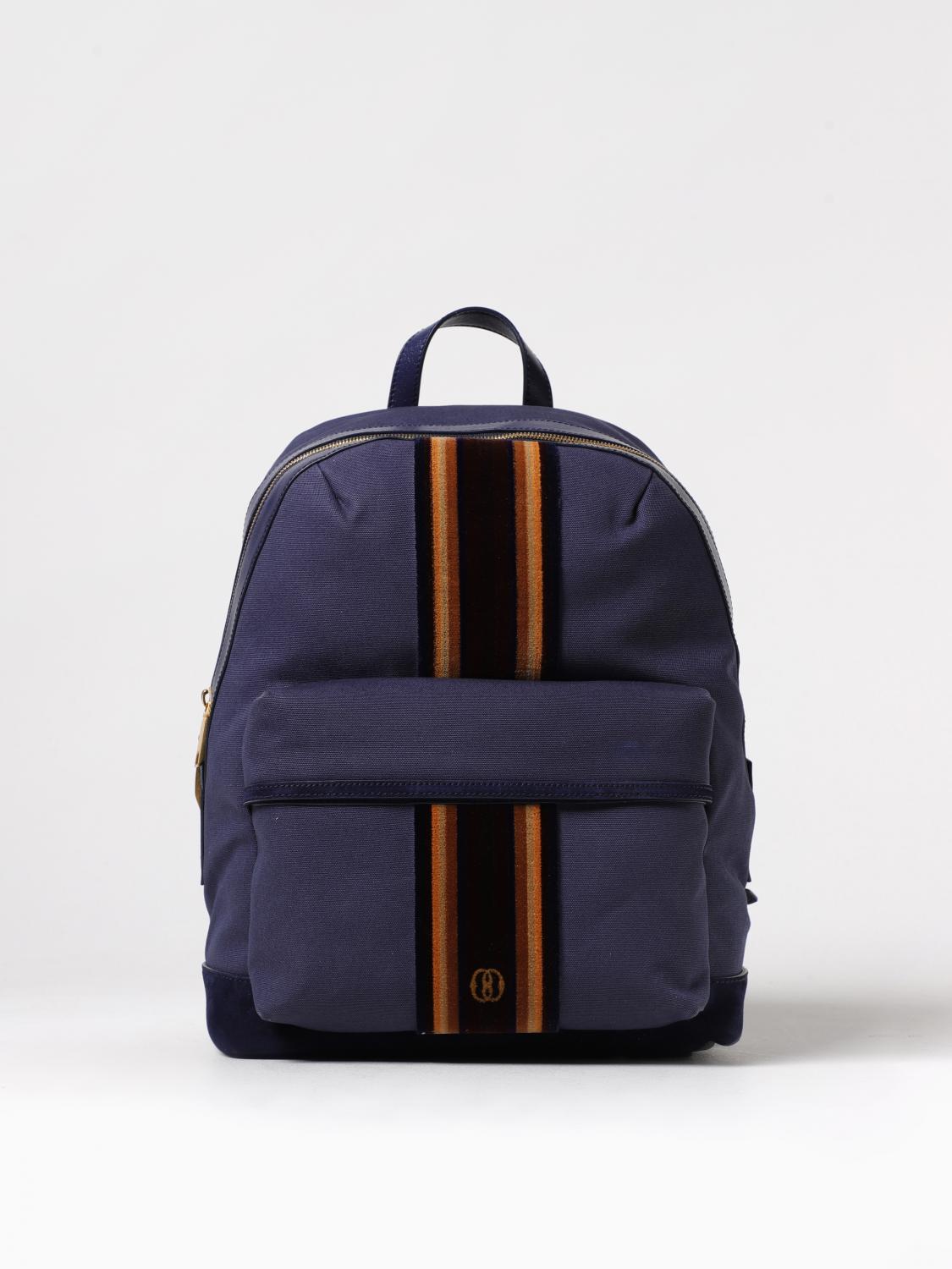 BALLY: Gare backpack in canvas and leather - Blue | Bally BALLY: Gare backpack in canvas and leather - Blue | Bally