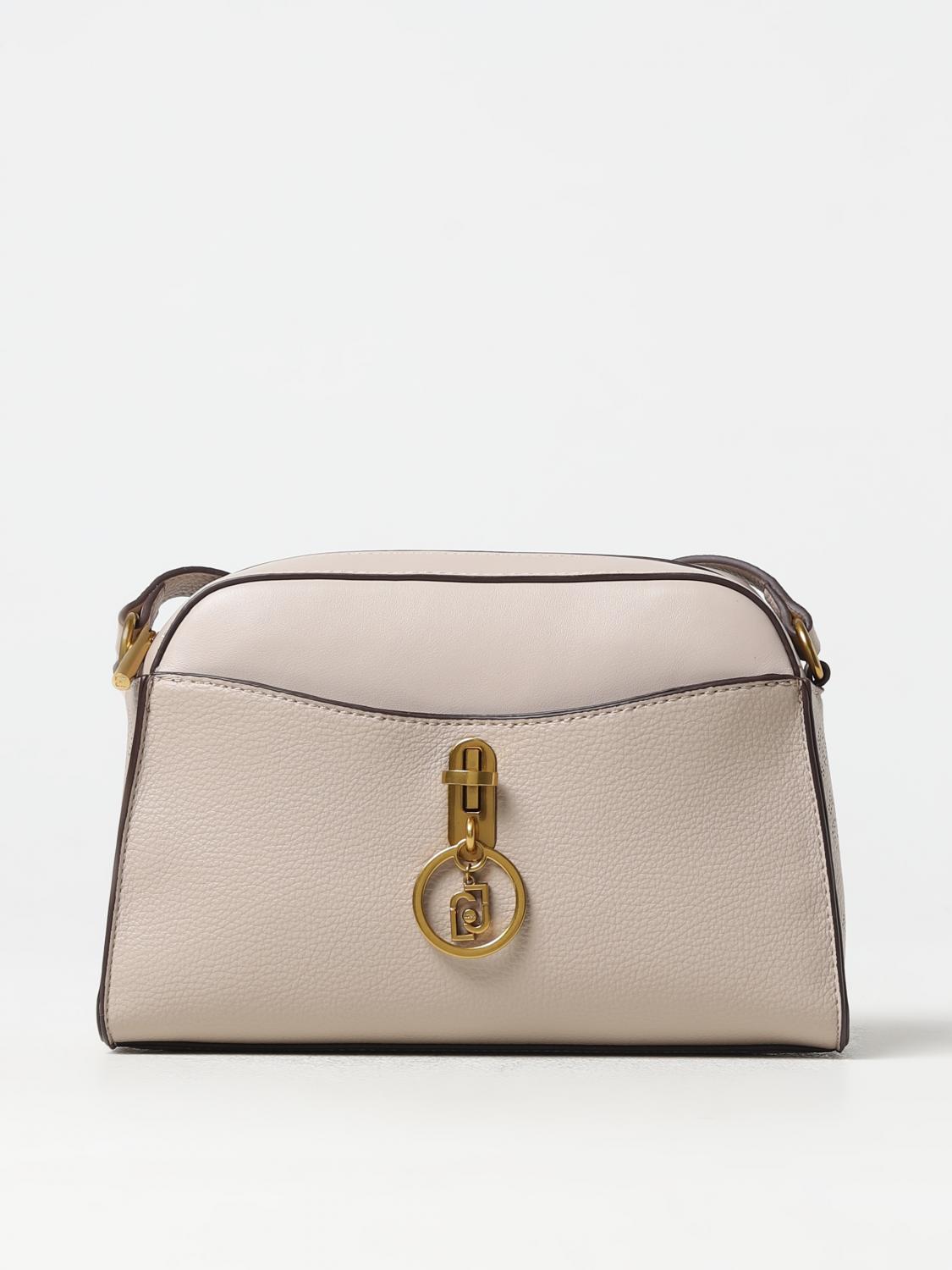 LIU JO BORSA A SPALLA: Borsa Liu Jo in pelle sintetica a grana con logo impresso, Beige - Img 1