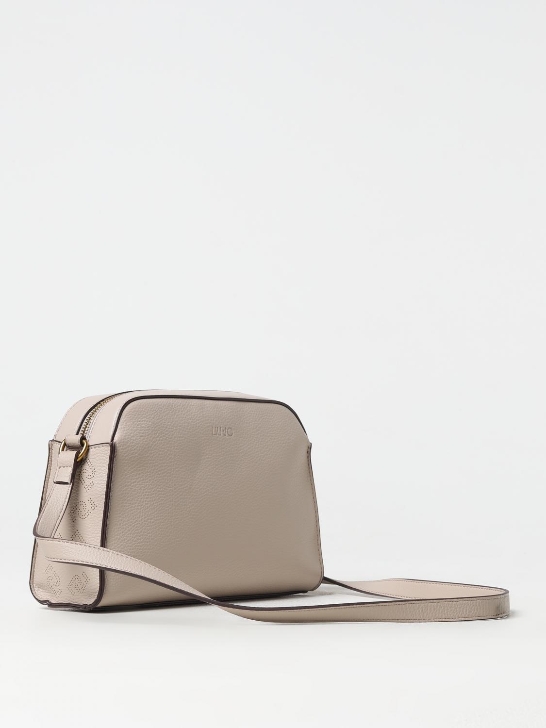 LIU JO BORSA A SPALLA: Borsa Liu Jo in pelle sintetica a grana con logo impresso, Beige - Img 2
