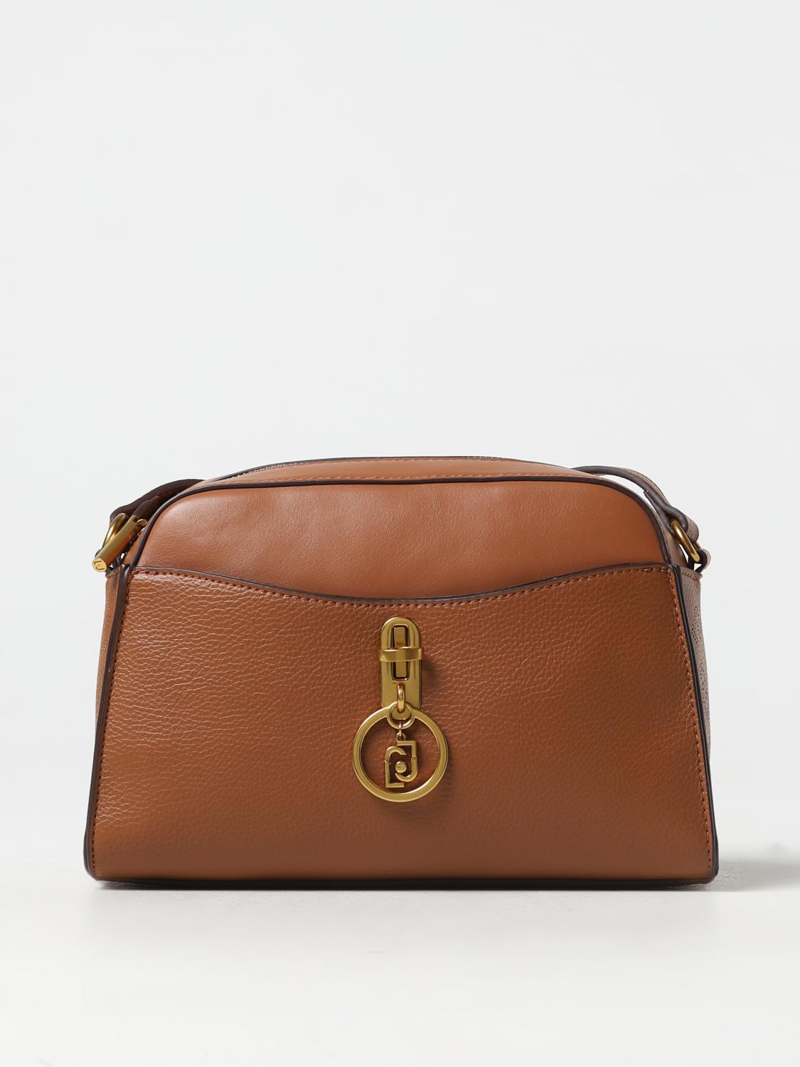 LIU JO BORSA A SPALLA: Borsa Liu Jo in pelle sintetica a grana con logo impresso, Marrone - Img 1