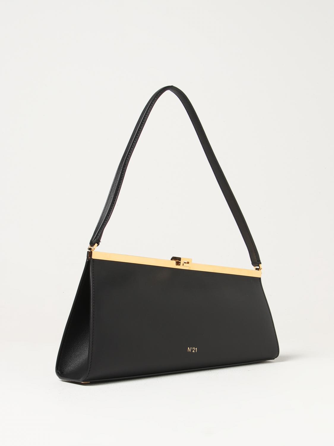 N° 21 SHOULDER BAG: N°21 Jeanne bag in nappa with logo, Black - Img 2