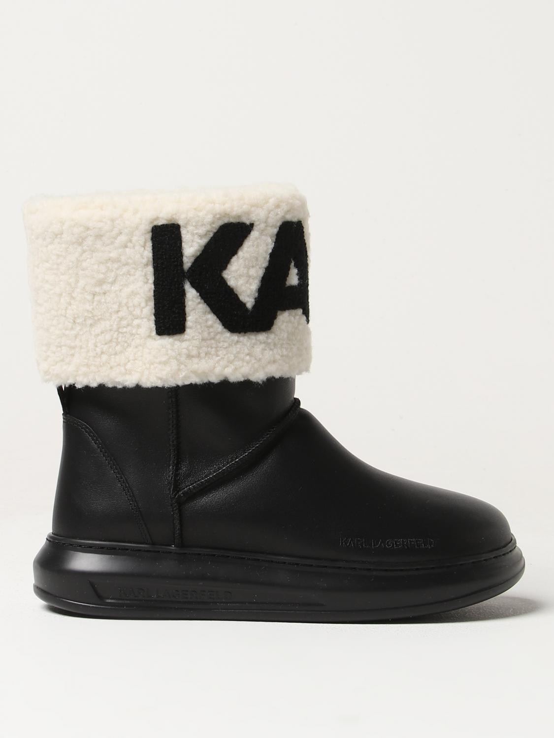 KARL LAGERFELD FLAT ANKLE BOOTS: Flat ankle boots woman Karl Lagerfeld, Black - Img 1