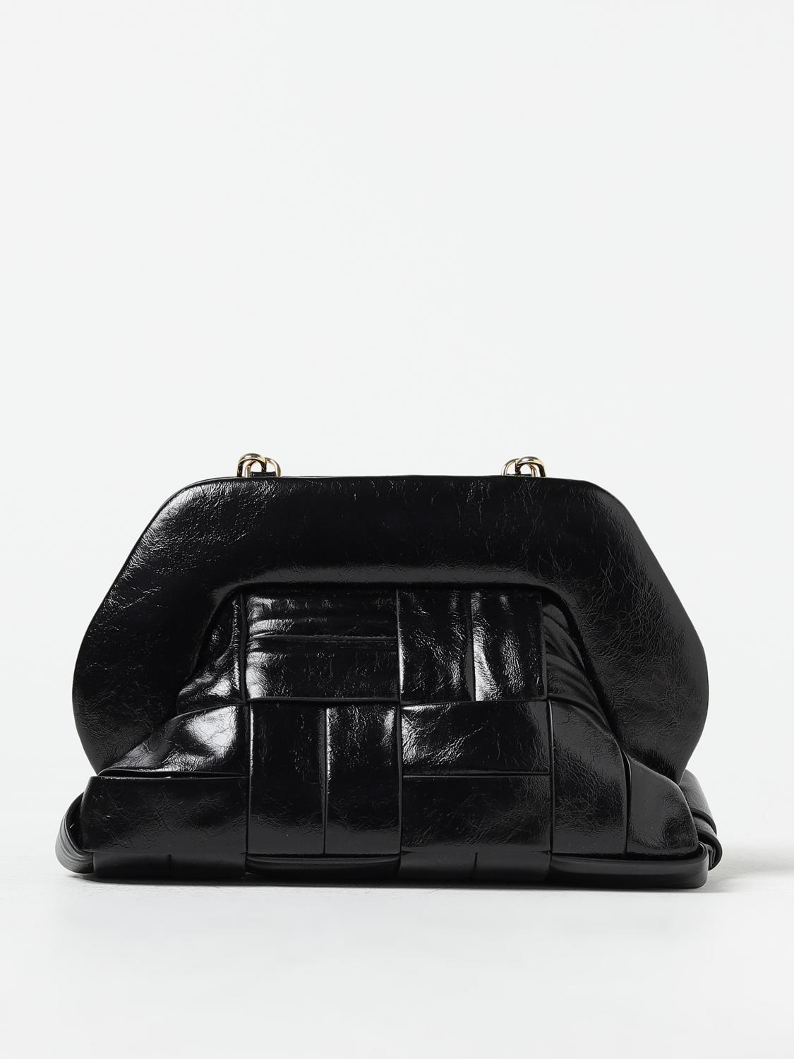 THEMOIRÈ CLUTCH: Borsa Tia Themoirè in pelle vegana intrecciata, Nero - Img 1