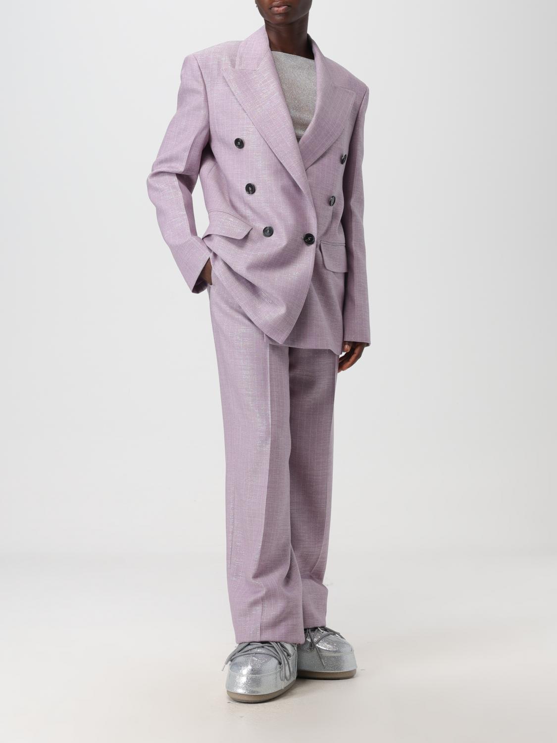 パンツ MSGM Woman Pants Lilac 3542MDP18237814 70 MSGM Outlet: pants in wool blend - Lilac | MSGM pants