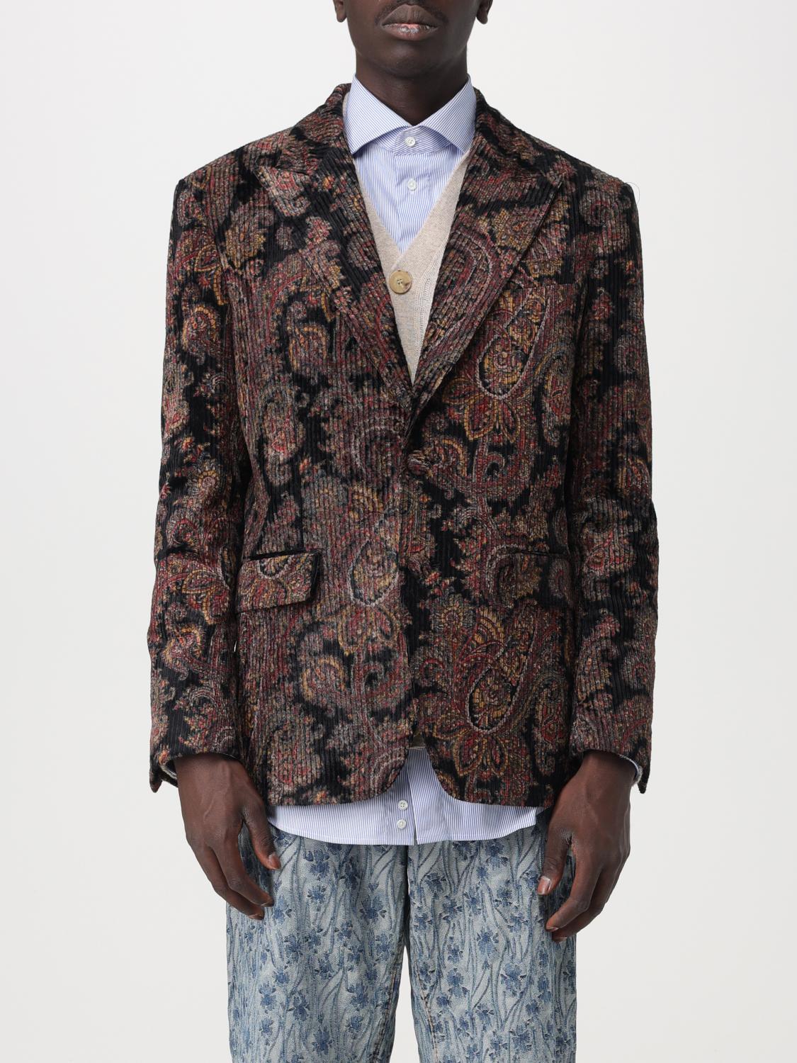ETRO: blazer in corduroy cotton with Paisley pattern