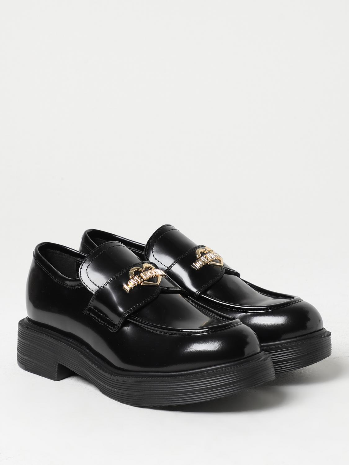 LOVE MOSCHINO: moccasins in brushed leather Black Love