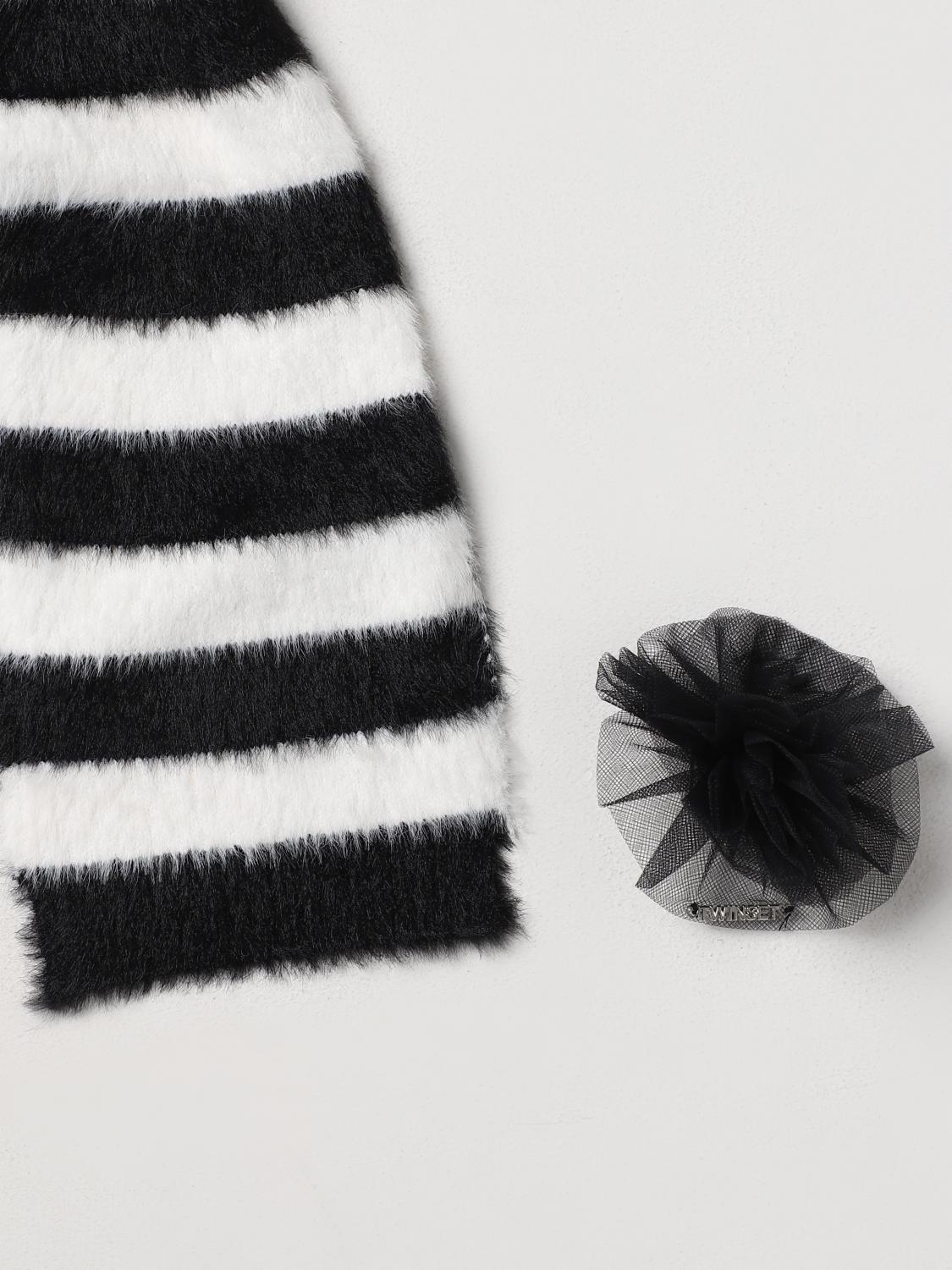 TWINSET SCARF: Twinset scarf in viscose blend with brooch, White - Img 3