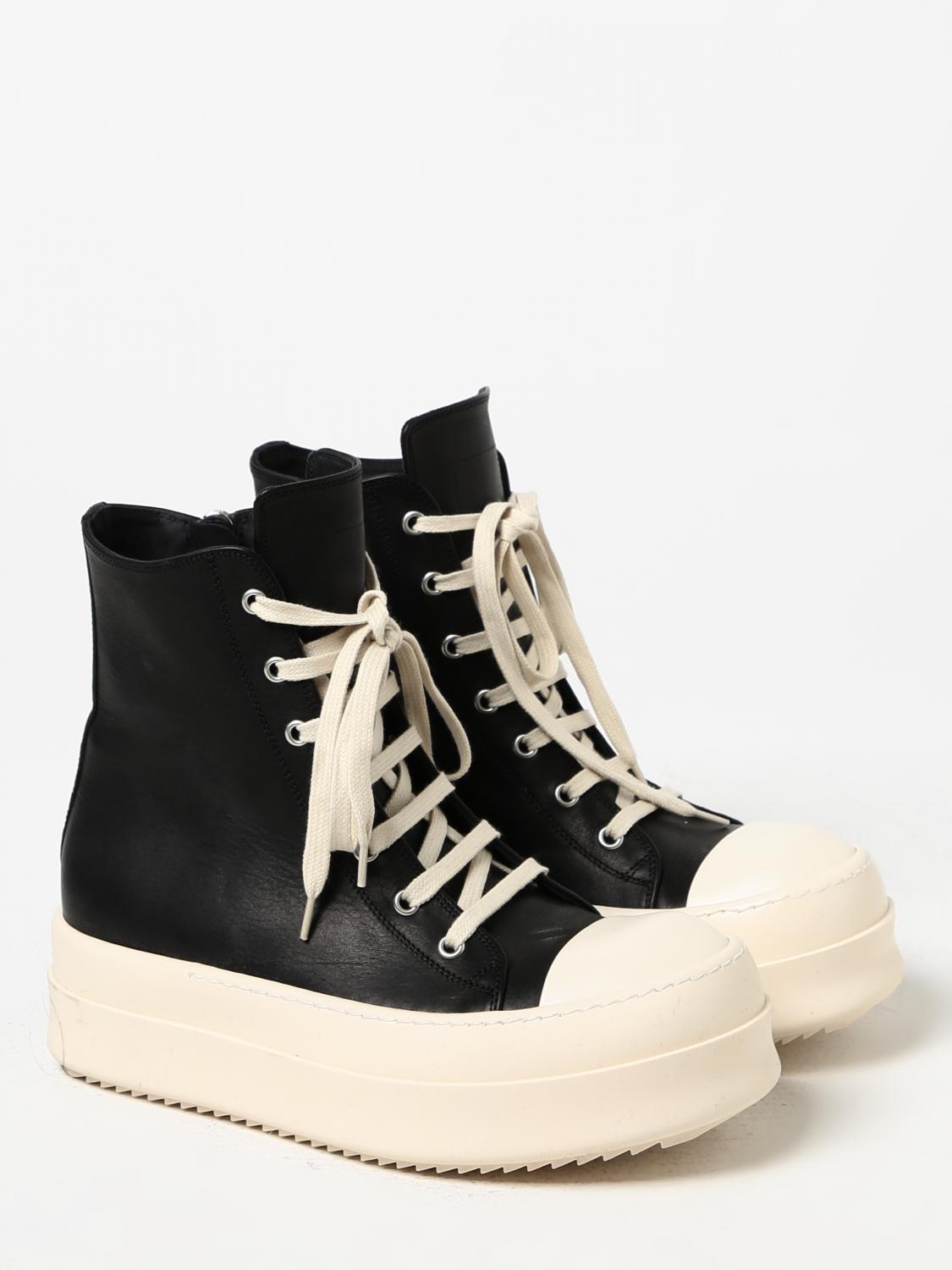 RICK OWENS: Sneakers Mega Bumper Drkshdw in pelle con zip - Nero