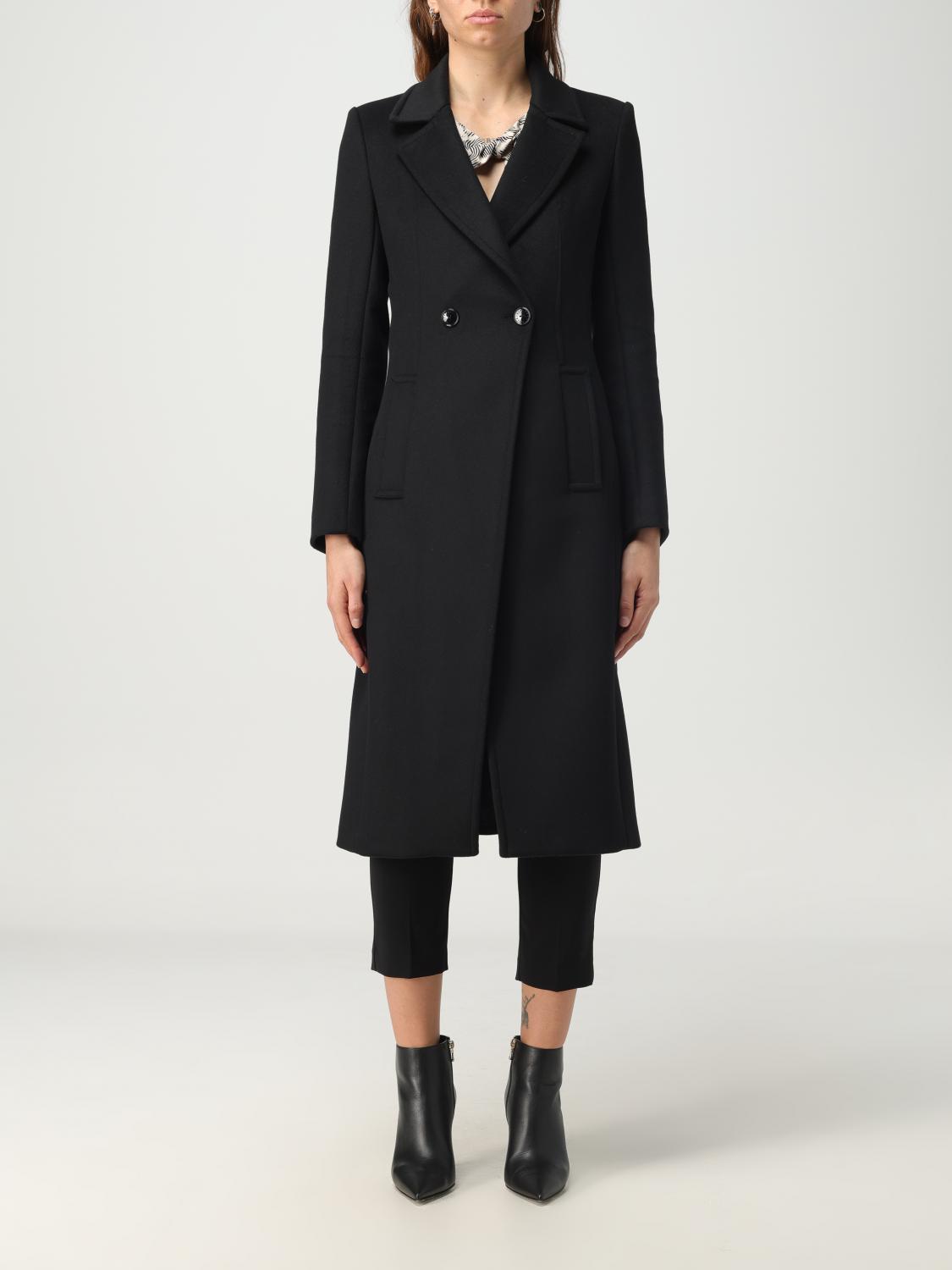 Cappotto Lungo PATRIZIA PEPE In Misto Lana - Doppiopetto Con Cintura, 80% Lana 20% Poliammide, Made In Italy