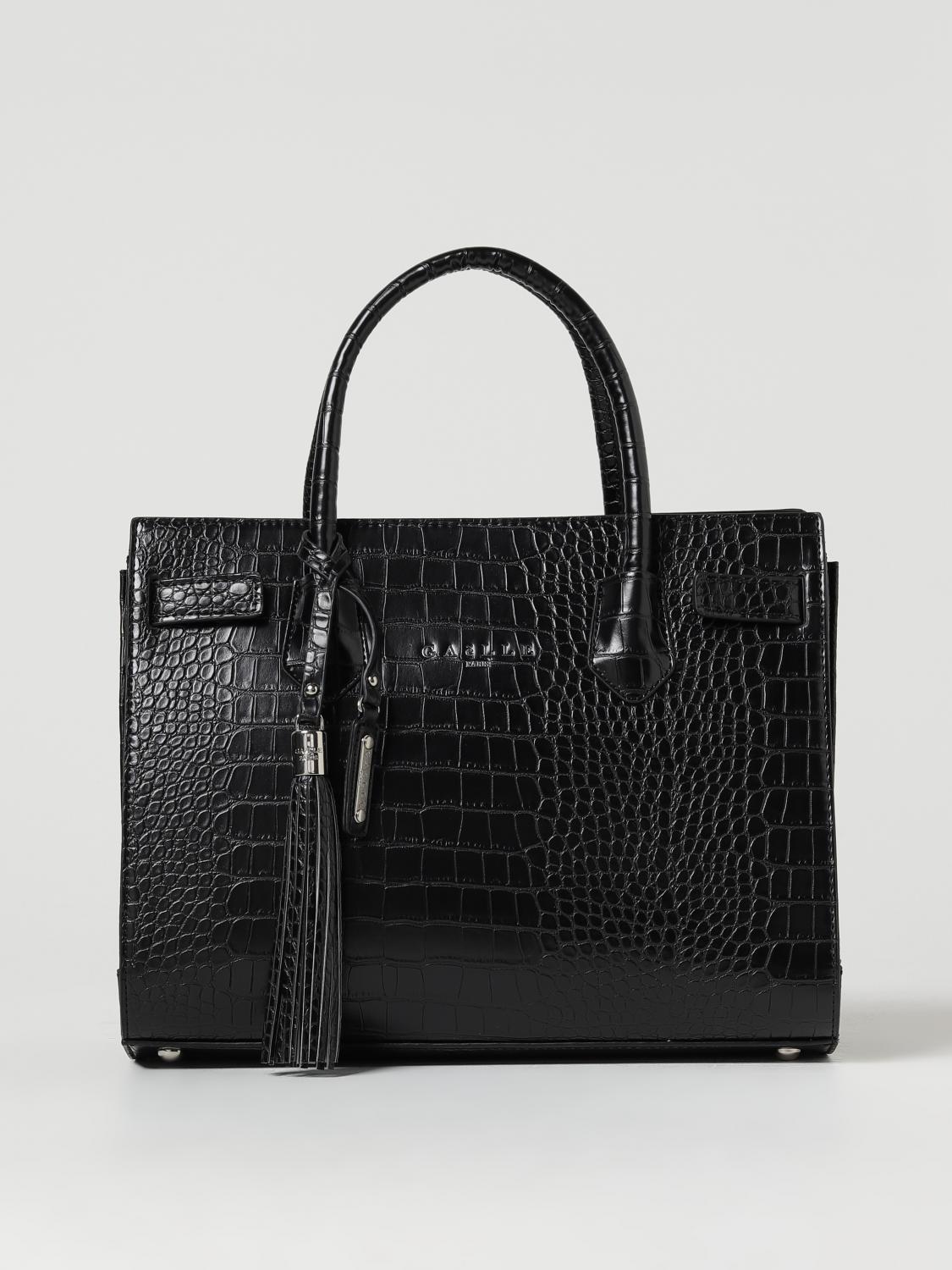 GAËLLE PARIS BORSA A MANO: Borsa Gaëlle Paris in pelle sintetica stampa cocco, Nero - Img 1