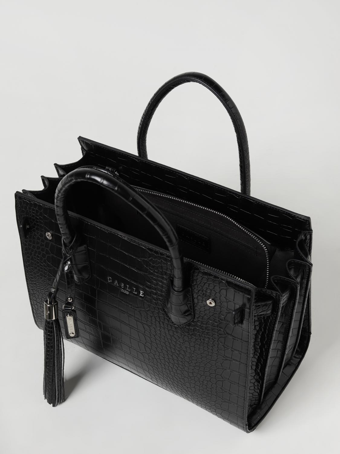 GAËLLE PARIS BORSA A MANO: Borsa Gaëlle Paris in pelle sintetica stampa cocco, Nero - Img 3