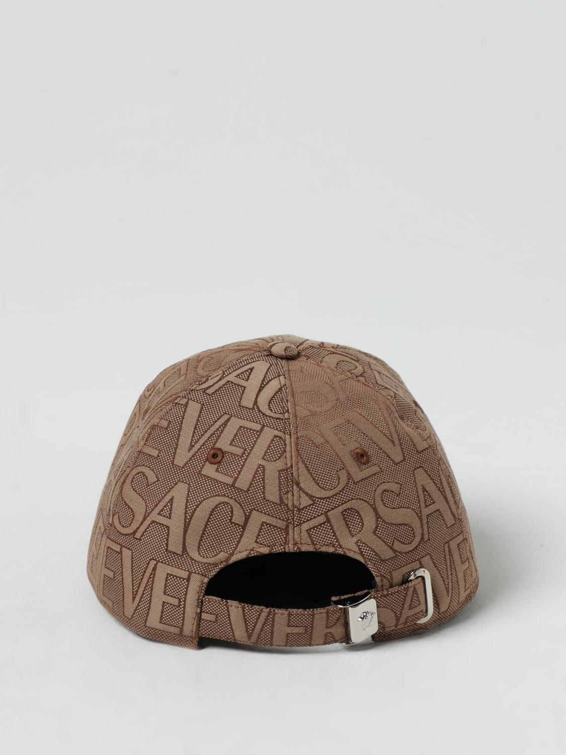 Versace hat in cotton blend with jacquard logo - Brown