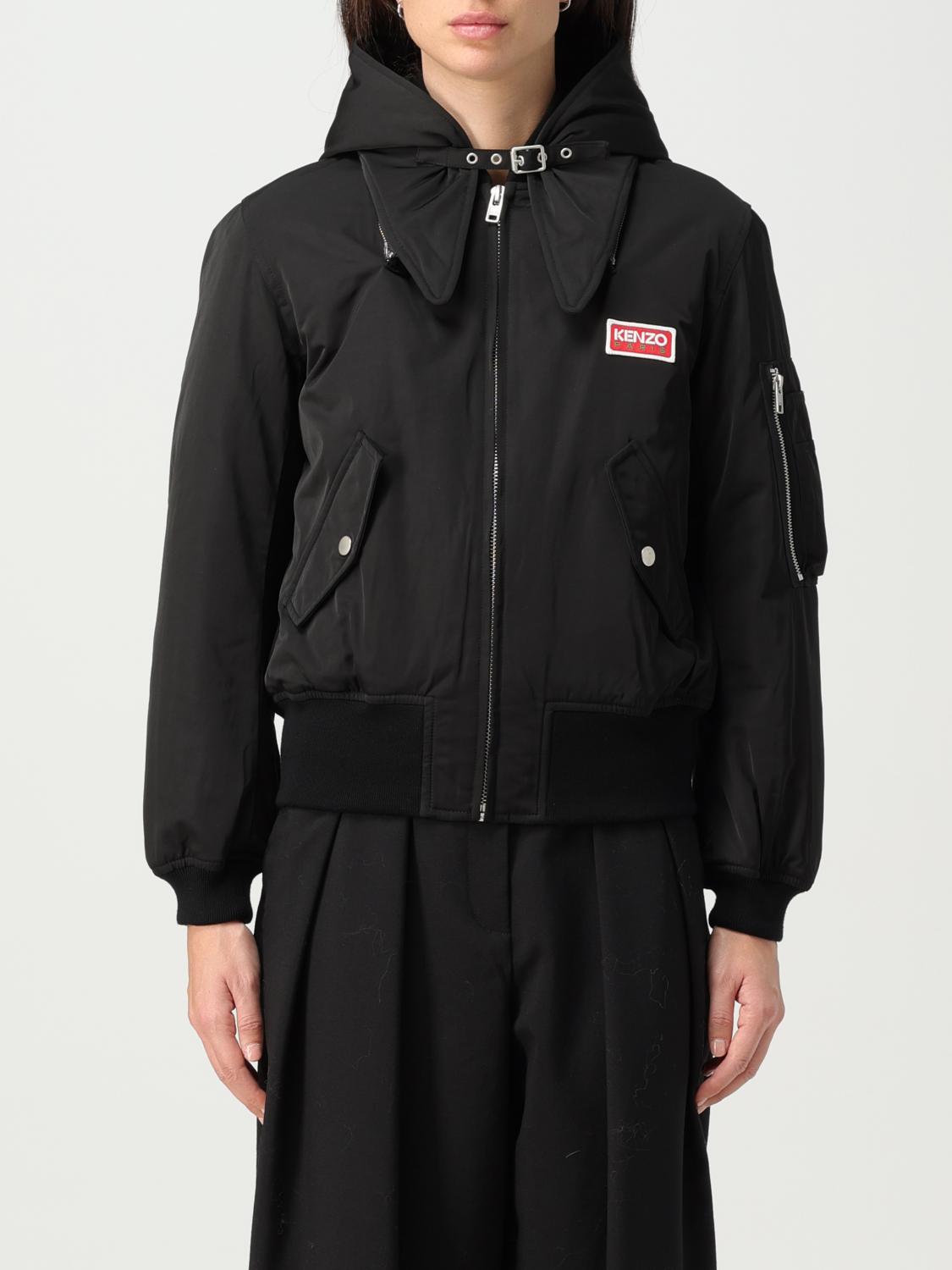 KENZO: Teddy Flower jacket padded in fabric - Black | Kenzo