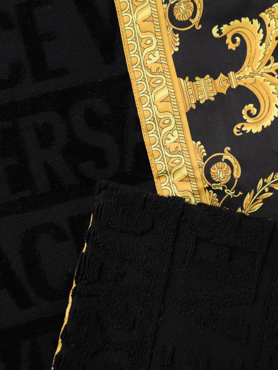 VERSACE HOME BATH AND BEACH TOWELS: Versace Home Baroque terry cotton beach towel, Black - Img 3