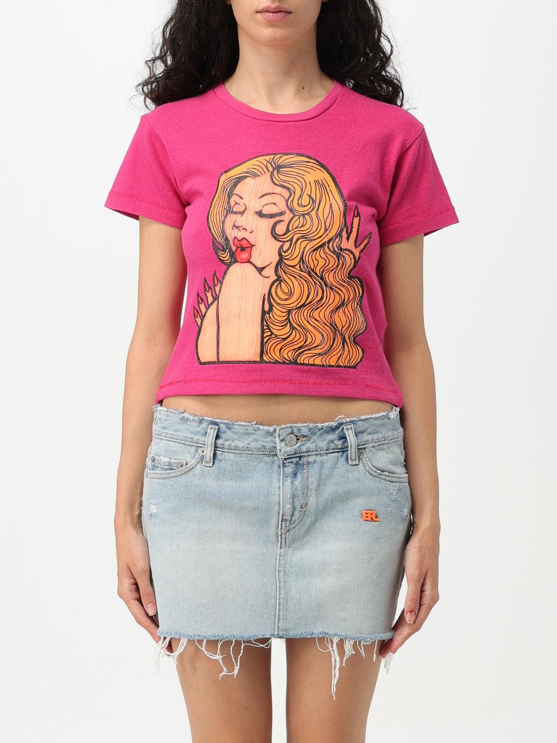 ERL ピンク 長袖トップス Erl Tシャツ レディース - ピンク | ERL07T105 | GIGLIO.COM